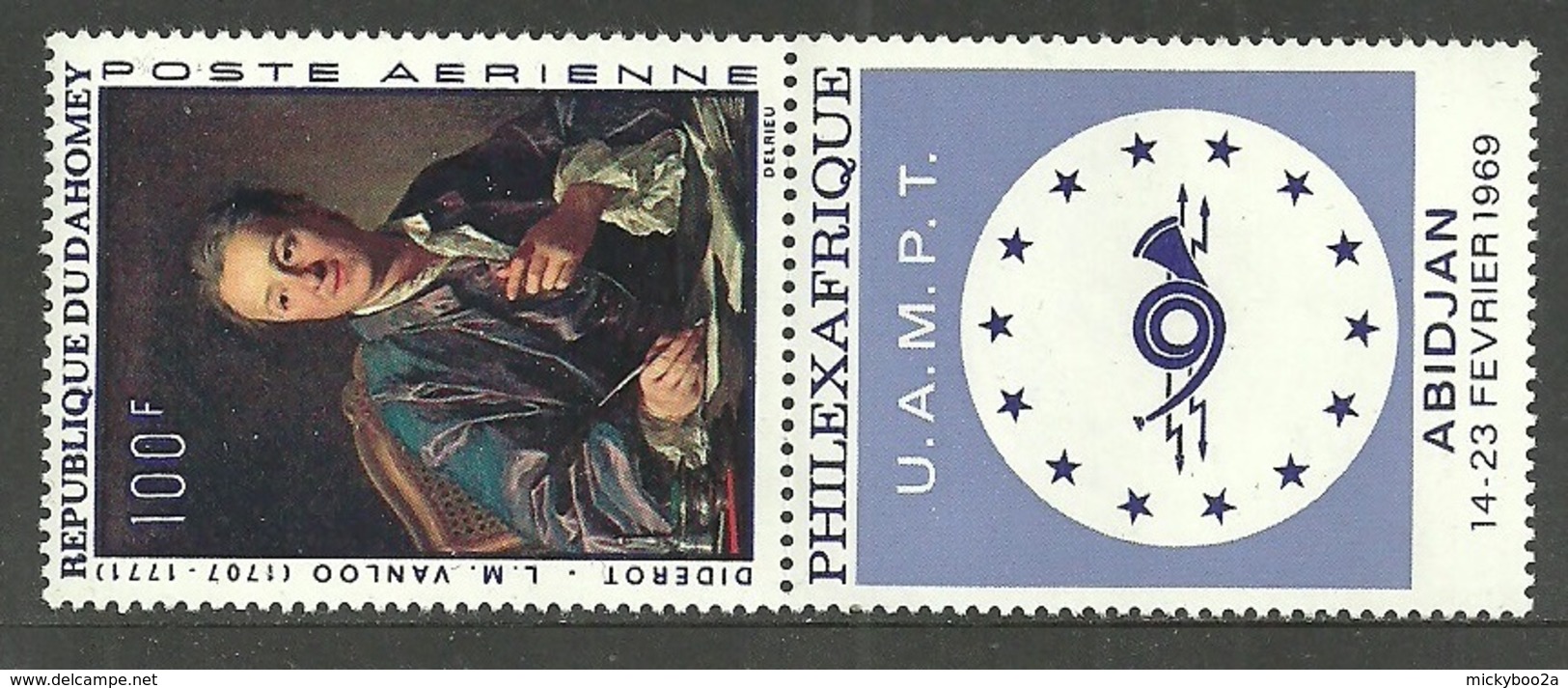 DAHOMEY 1969 ART PAINTINGS DIDEROT PHILEXAFRIQUE STAMP EXHIBITION SET MNH - Benin - Dahomey (1960-...)