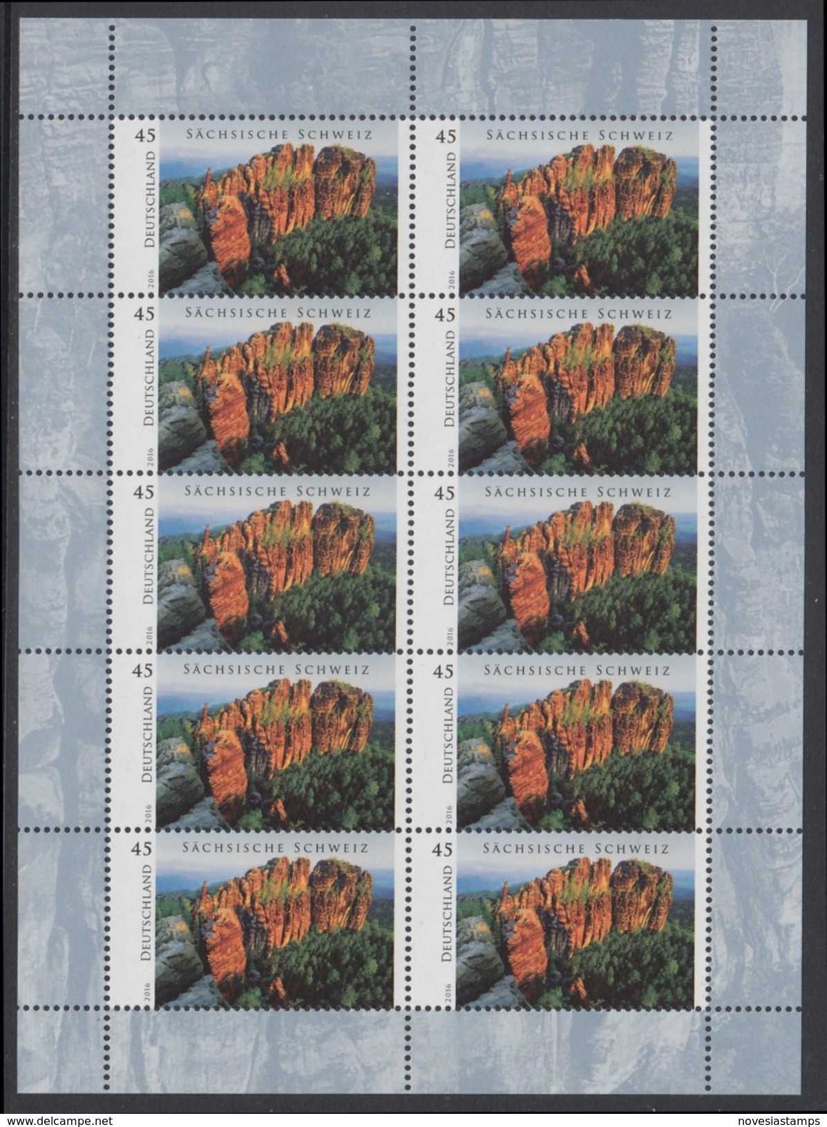 !a! GERMANY 2016 Mi. 3248 MNH SHEET(10) - Geological Formation: "Schrammsteine", Saxon Switzerland - 2011-2020