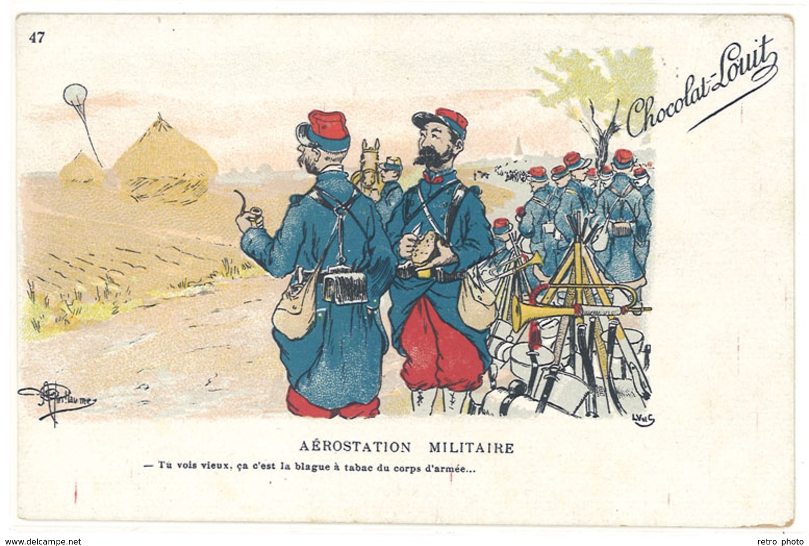 Cpsm Signée Guillaume - Aérostation Militaire ..., Pub Chocolat Louit     ((S.1995) - Guillaume