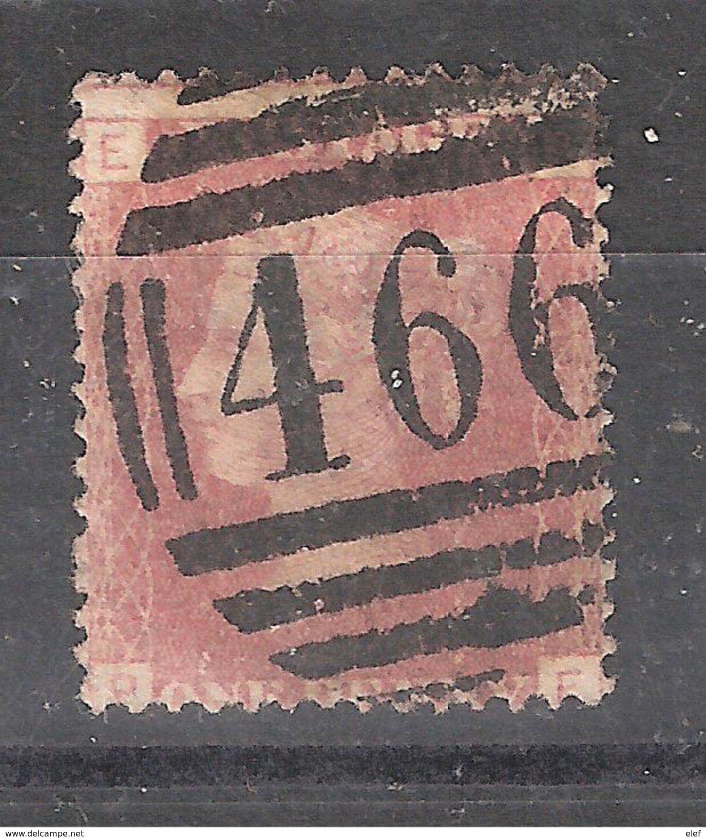 GB, Victoria, Yvert N° 26 , 1 Penny Rouge, Obl Planche / Plate 105   Obl Chiffres " 466 "  ,TB, - Used Stamps
