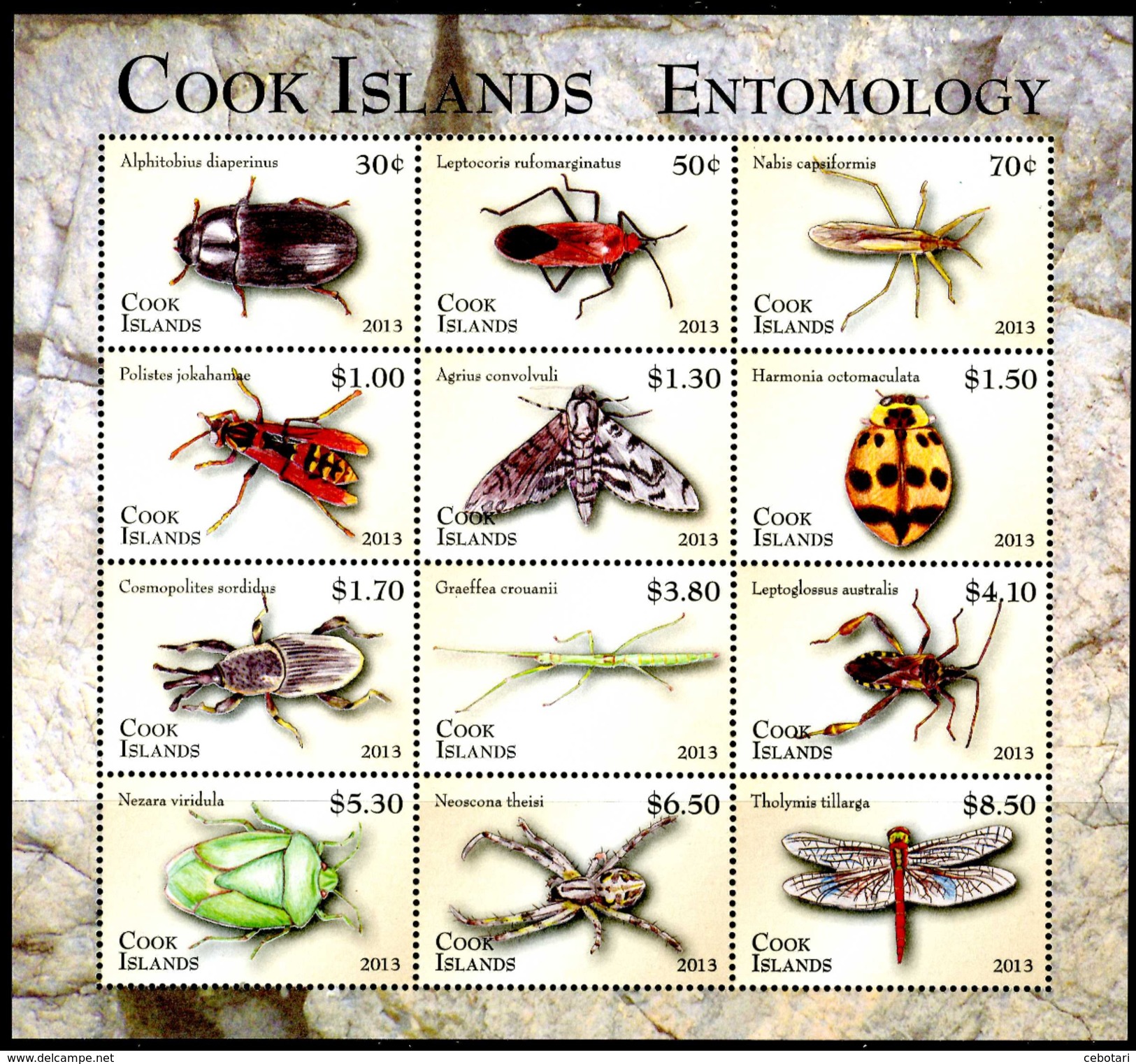 COOK ISLANDS 2013** - Entomology - "Insetti" - Block Di 12 Val. MNH Come Da Scansione. - Altri & Non Classificati