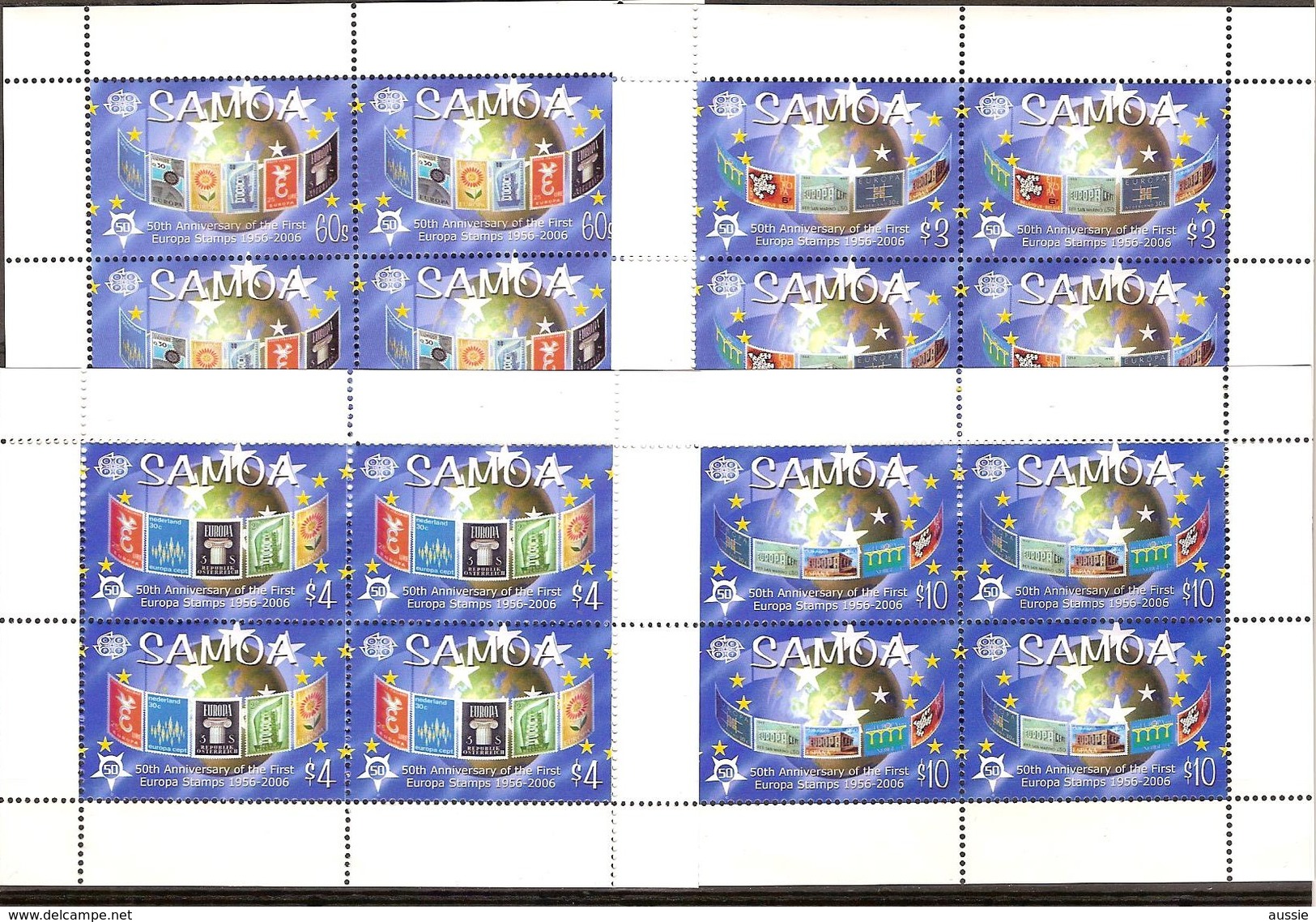 Samoa 2005 Yvertn° 996-999 *** MNH Feuillets Cote 72 Euro 50 Ans Europa 50 Jaar - Samoa