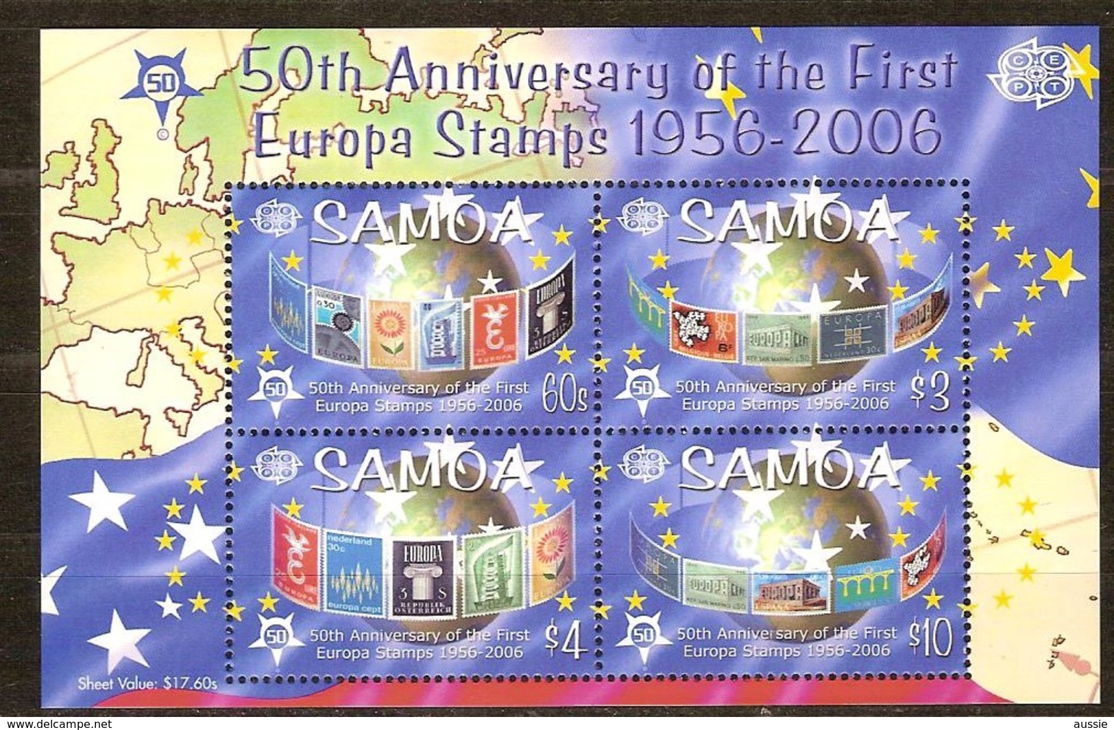 Samoa 2005 Yvertn° Bloc 73 *** MNH Feuillets Cote 18 Euro 50 Ans Europa 50 Jaar - Samoa