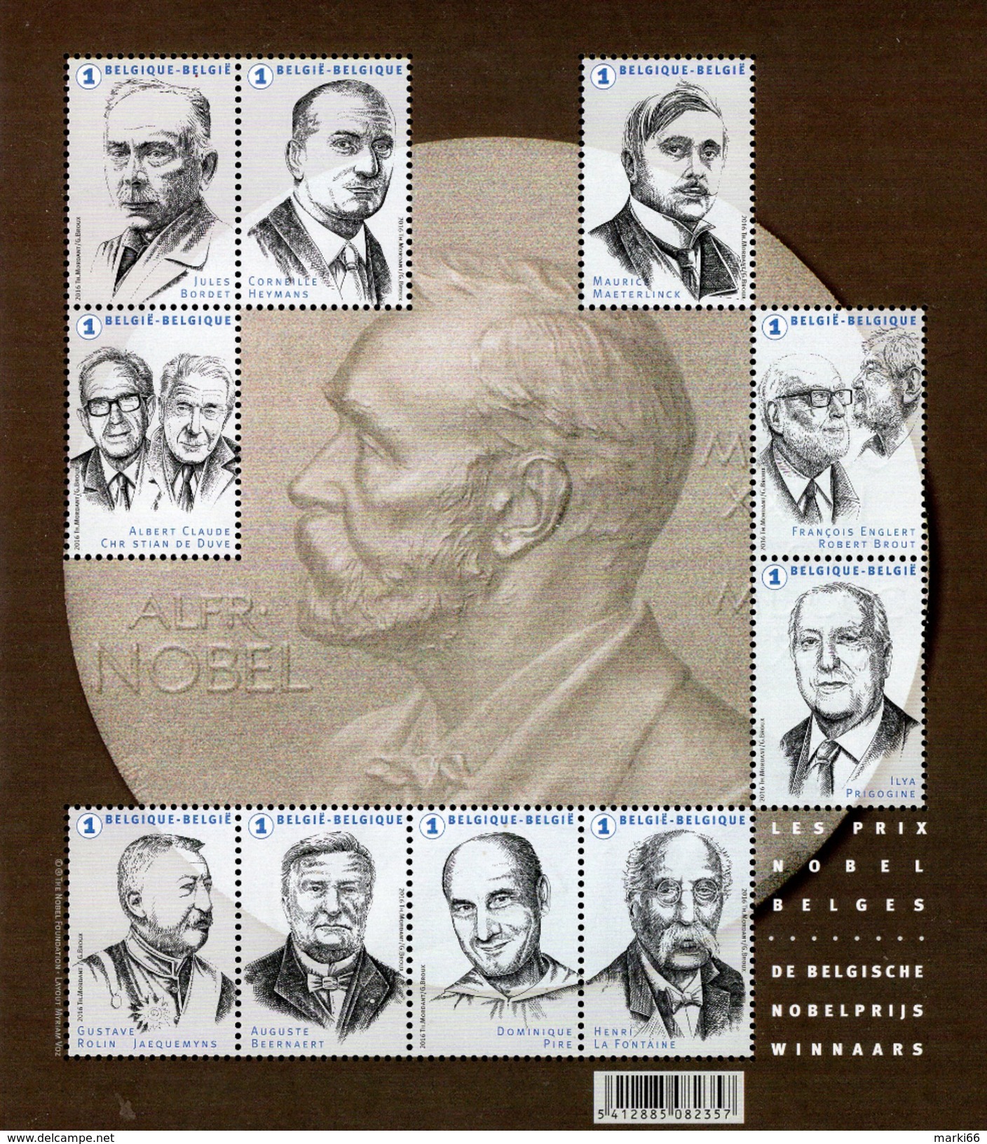 Belgium - 2016 - Nobel Prize Winners From Belgium - Mint Souvenir Sheet - Unused Stamps