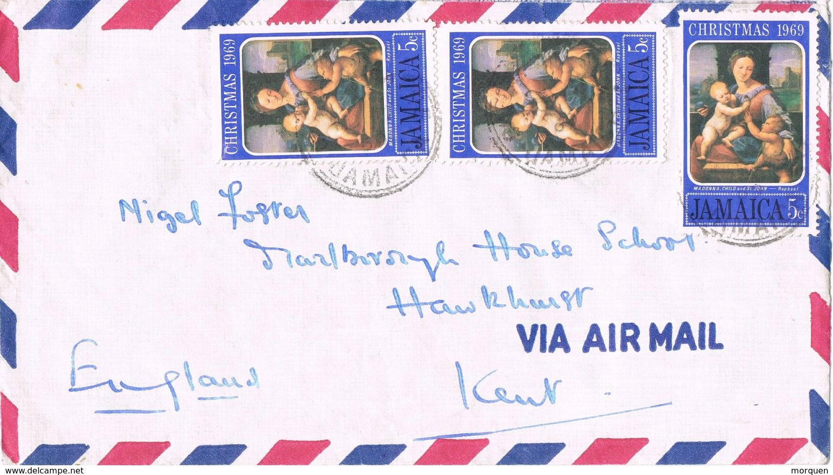 20899. Carta Aerea JAMAICA  1969. Stamp Chistmas Madonna - Jamaica (1962-...)