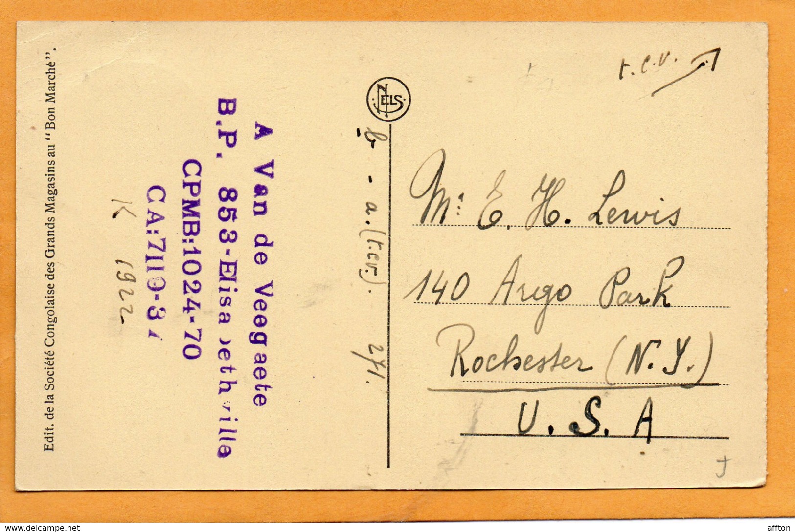 Elisabethville Elisabethville Congo 1922 Postcard - Lubumbashi