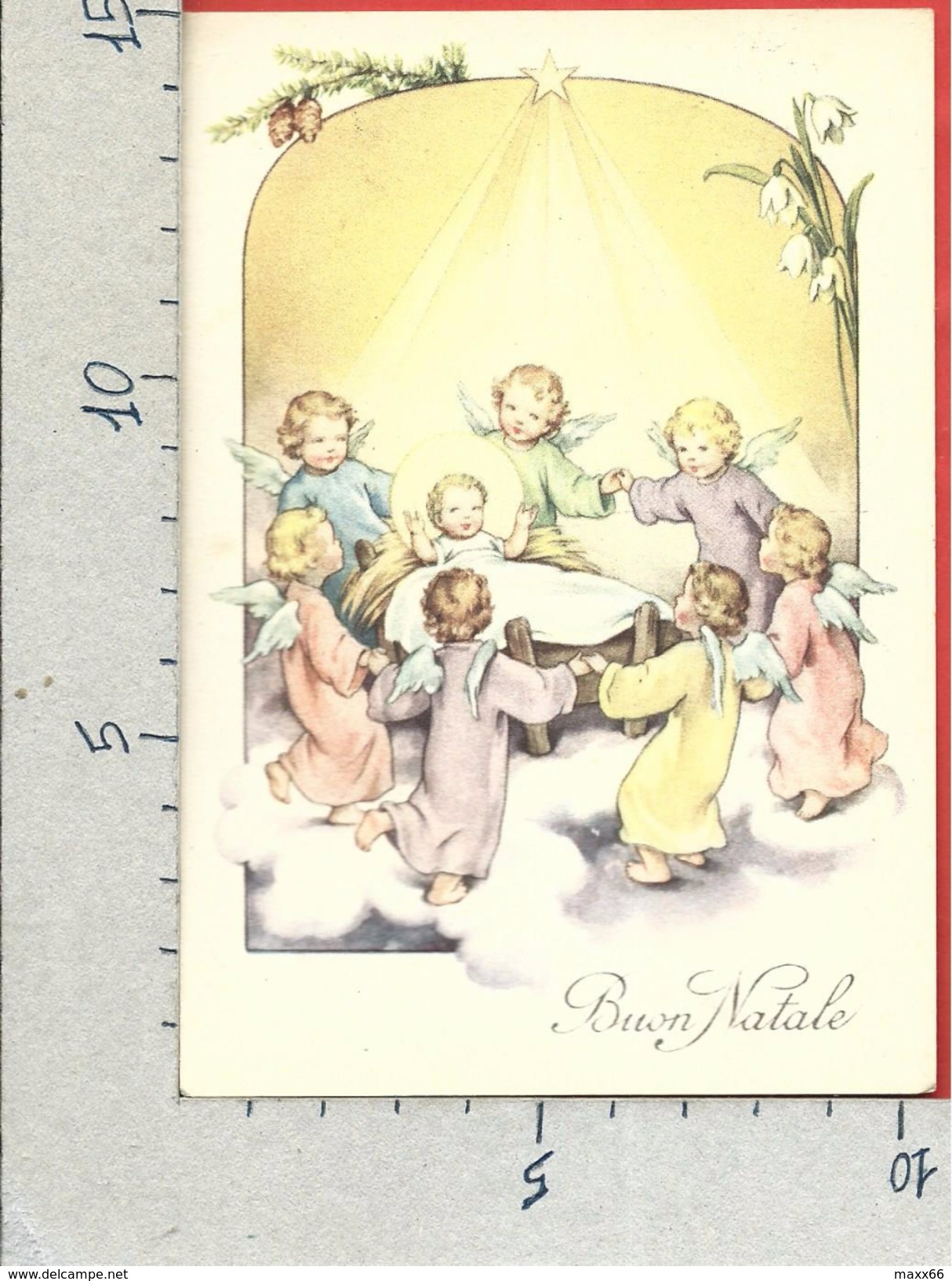 CARTOLINA VG ITALIA - BUON NATALE - Gesù Bambino Circondato Da Angioletti - 10 X 15 - ANN. 1954 - Altri & Non Classificati