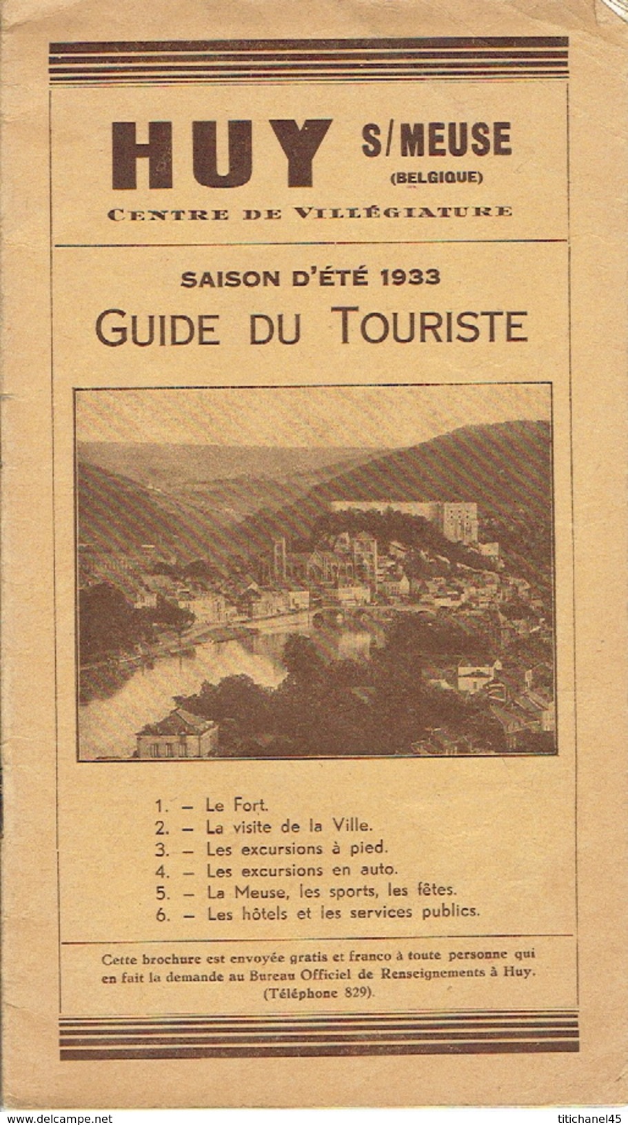 Brochure De 1933 Guide Du Touriste De HUY-SUR-MEUSE - Belgique