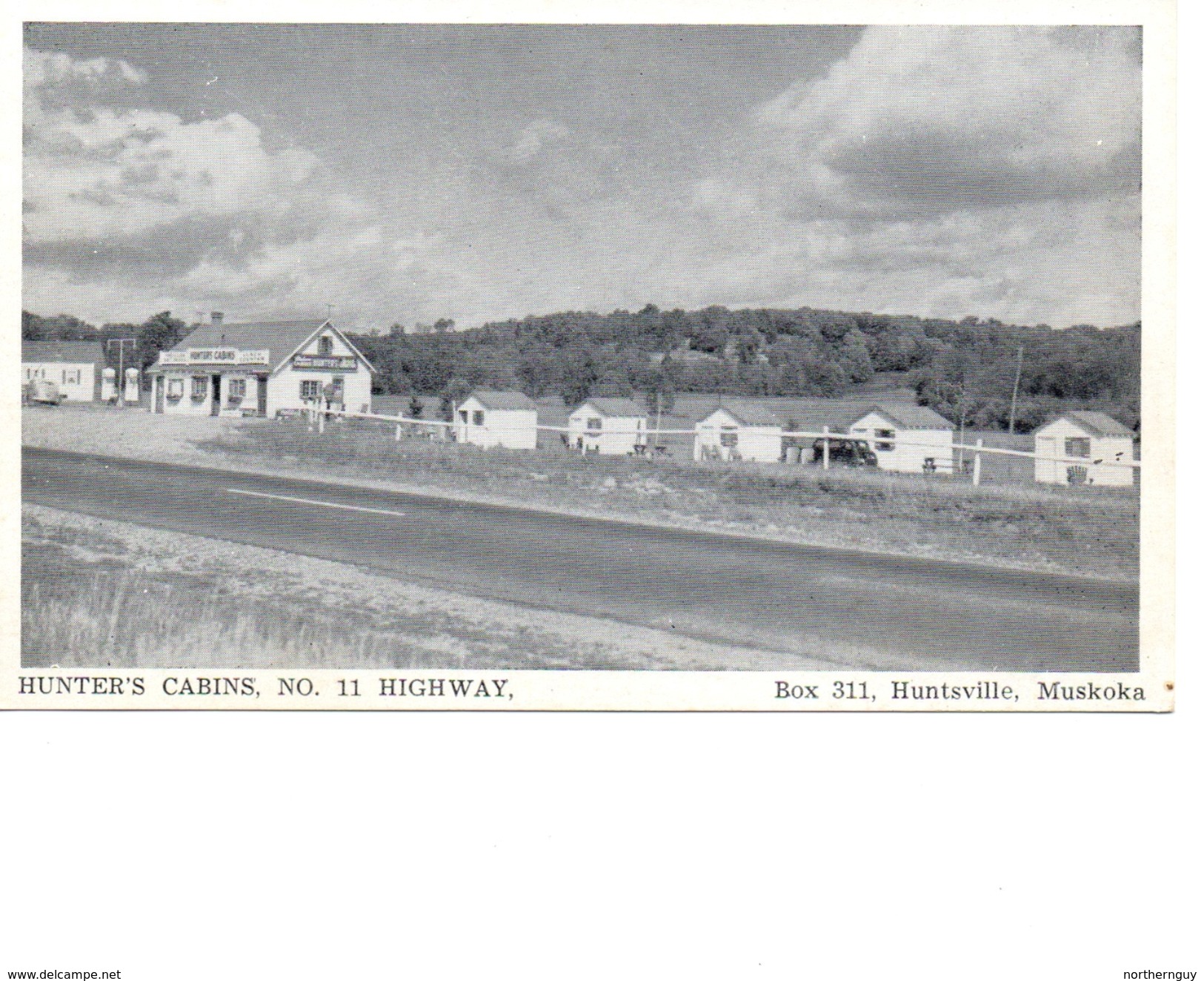 HUNTSVILLE, Ontario, Canada, Hunter's Cabins, Old WB Adv Postcard, Muskoka - Huntsville