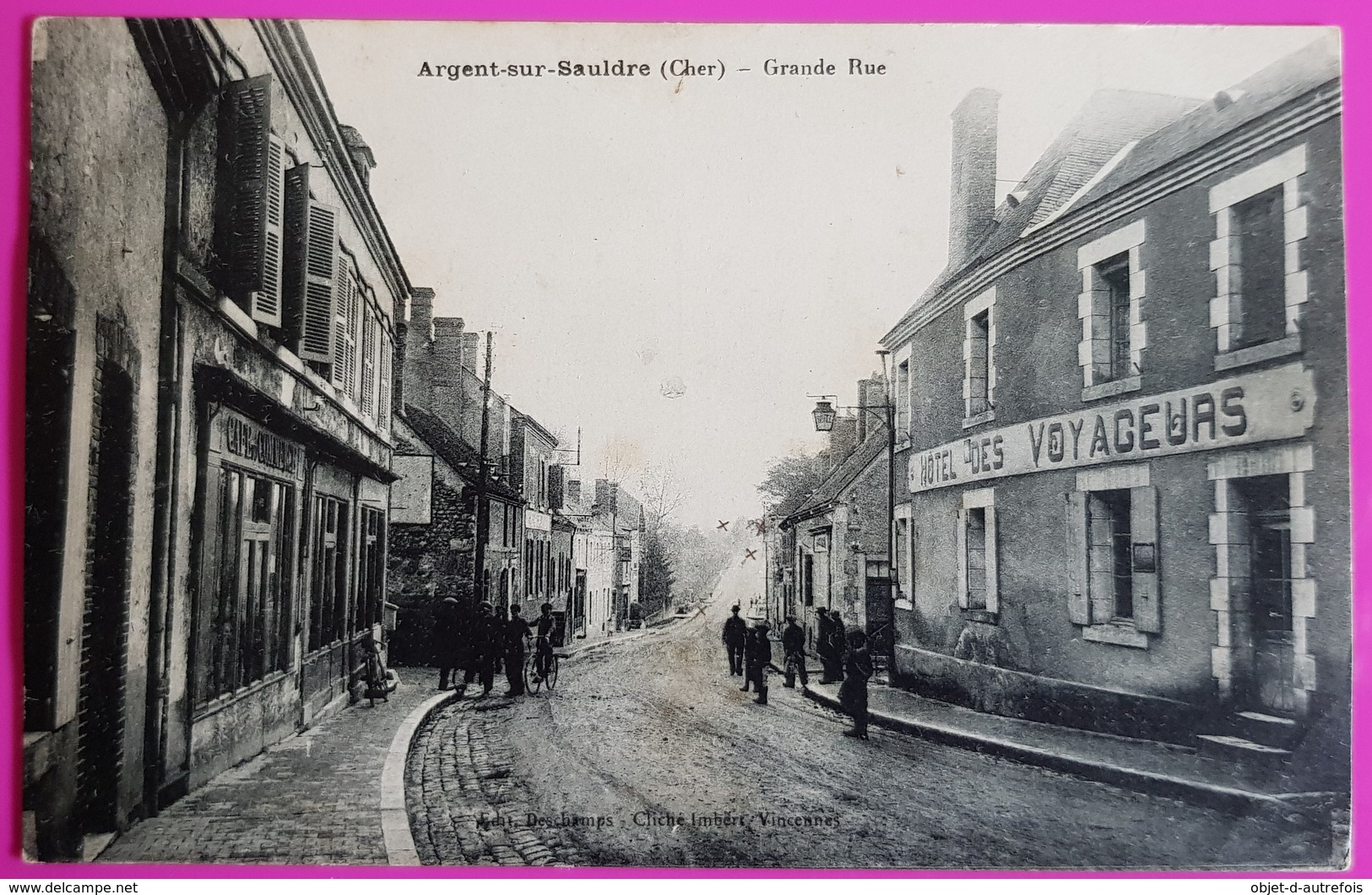 Cpa Argent Sur Sauldre Grande Rue 1919 Hotel Café Carte Postale 18 Cher Proche Cerdon Coullons Blancafort Aubigny Gien - Argent-sur-Sauldre