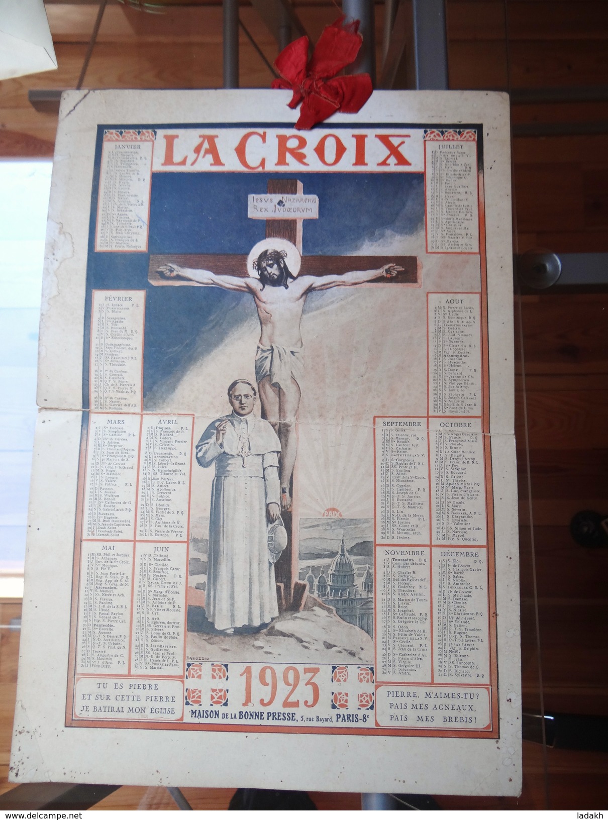 CALENDRIER CARTONNE LA CROIX 1923 #MAISON DE LA BONNE PRESSE # DESSIN DE BAROZZIO # - Grand Format : 1921-40