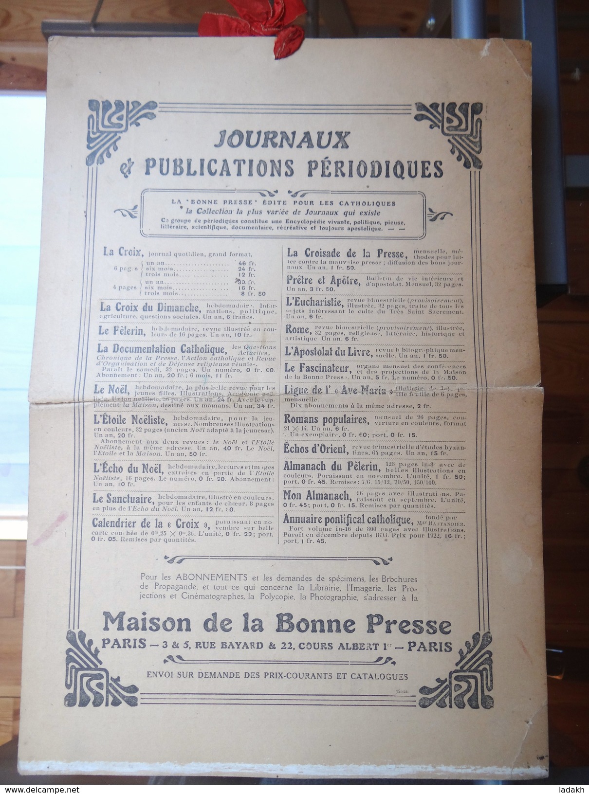 CALENDRIER CARTONNE LA CROIX 1923 #MAISON DE LA BONNE PRESSE # DESSIN DE BAROZZIO # - Grand Format : 1921-40