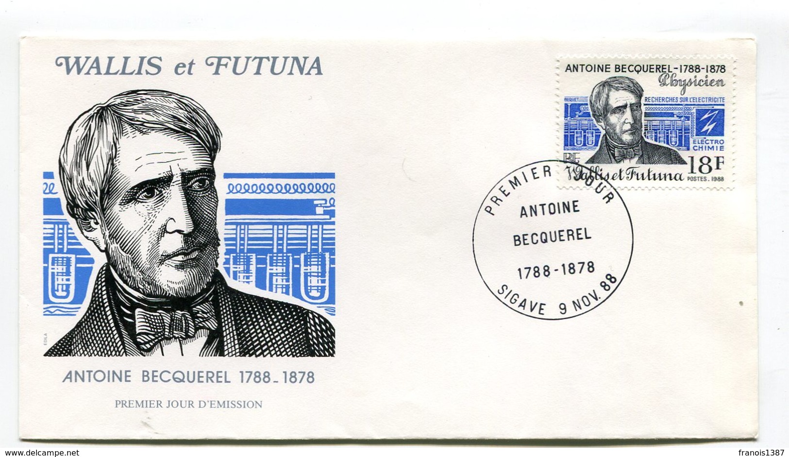 WALLIS-et-FUTUNA - Antoine BECQUEREL - SIGAVE 9 Novembre 1988 - FDC