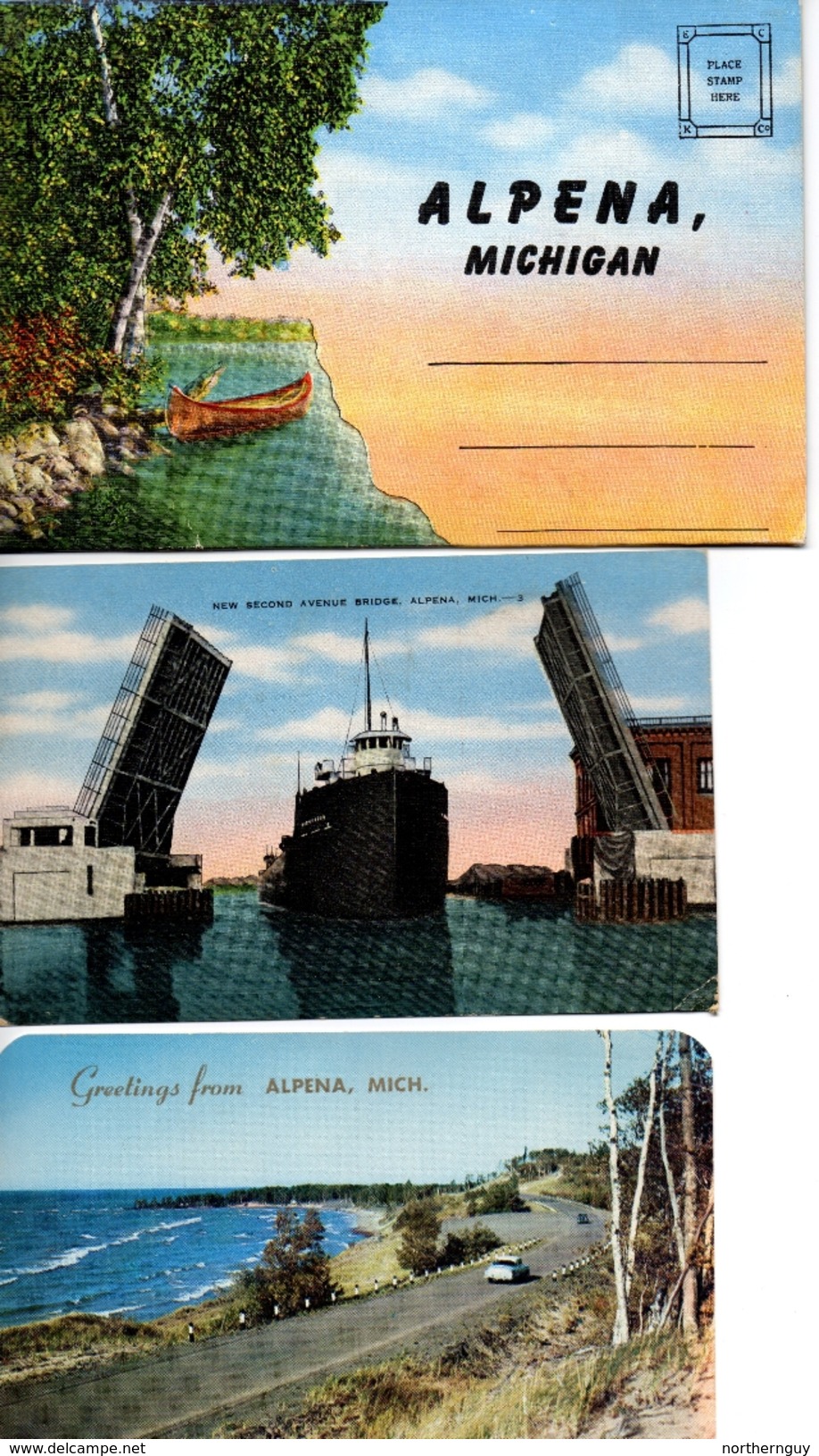 3- ALPENA, Michigan, USA, Postcards, Souvenir Folder - Autres & Non Classés