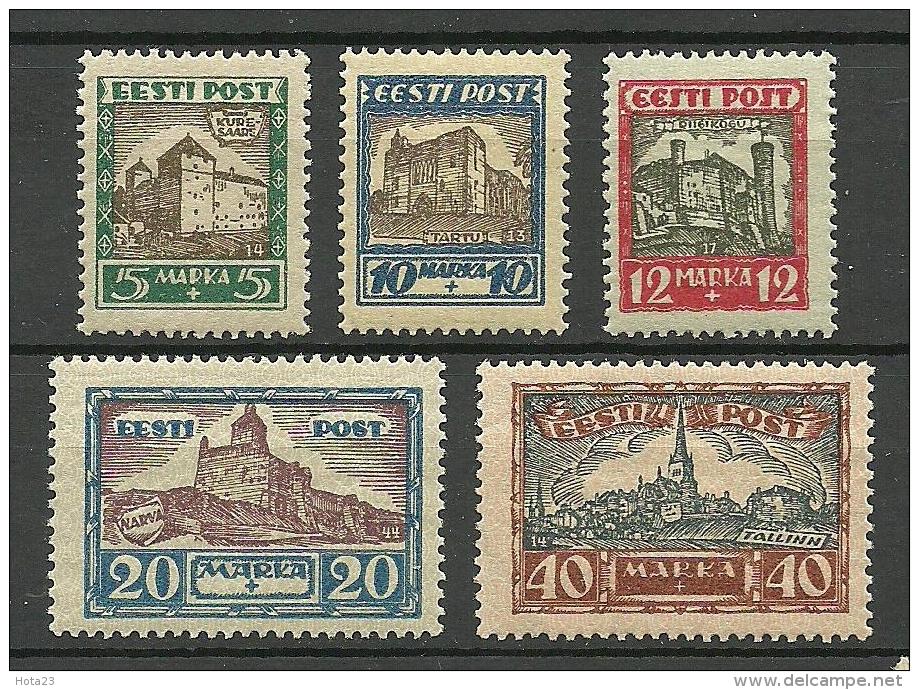 Estonia , Estonie , Estland 1927 Castles Michel 63 - 67  - MNH  Full Set - Estland