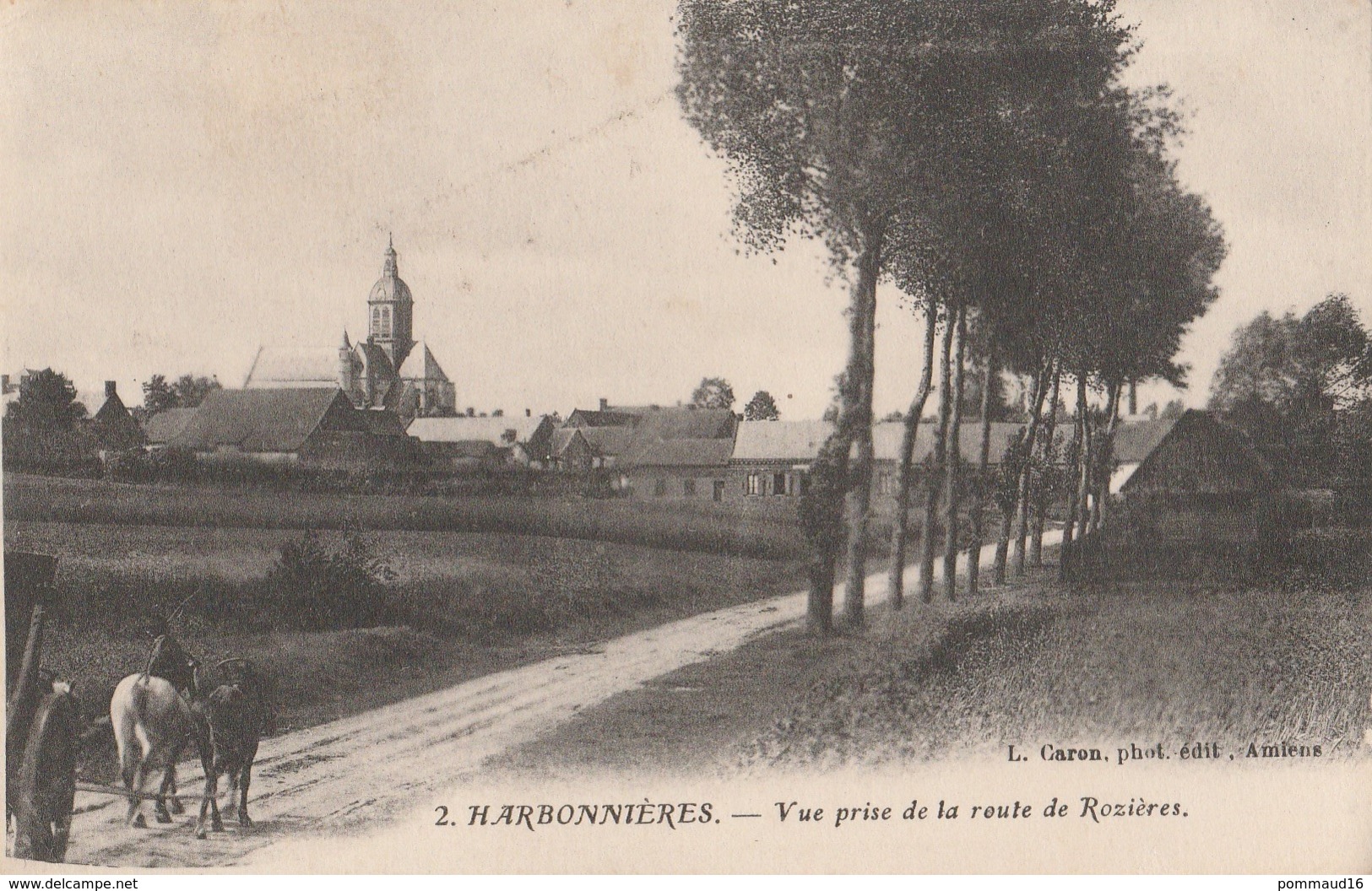 CPA Harbonnières Vue Prise De La Route De Rozières - Animée - Autres & Non Classés