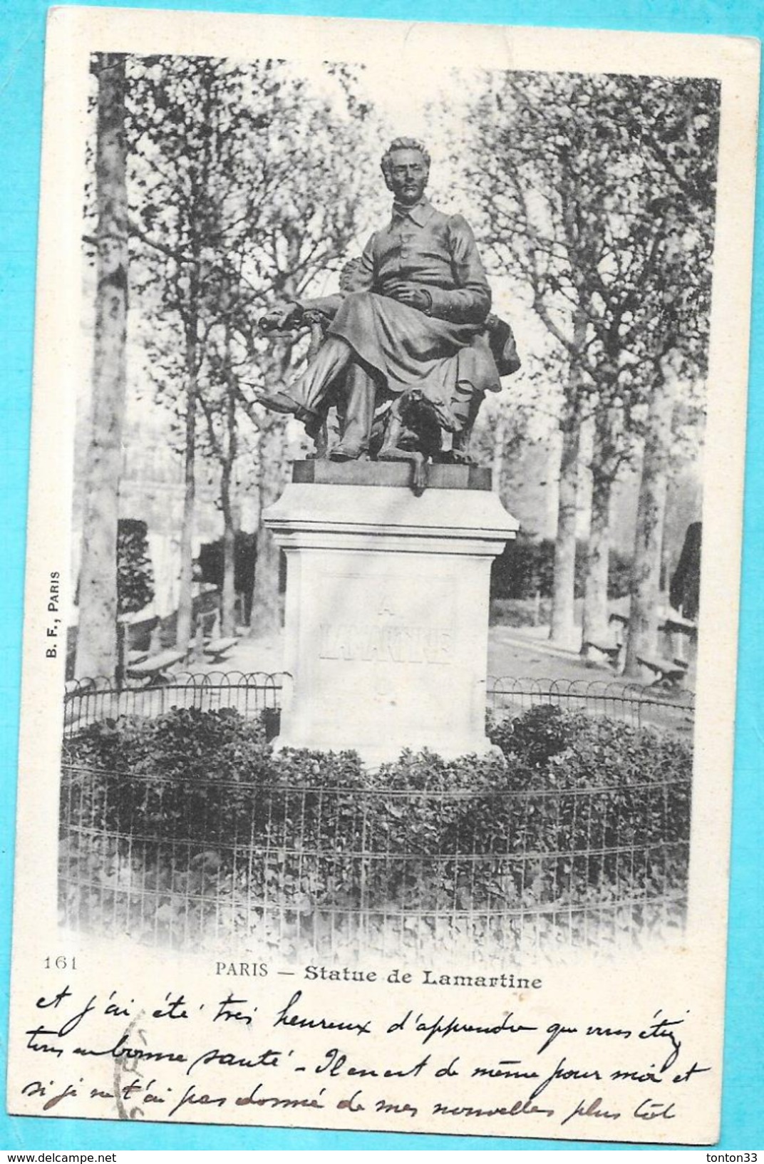 PARIS - 75 - CPA DOS SIMPLE - Statue De Lamartine - AUT/ENCH1612 - - Statues