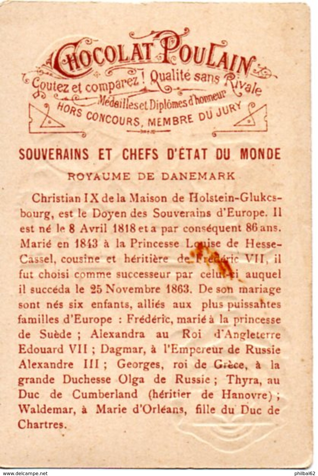 Chromo Poulain. Série Souverains Et Chefs D'Etat. Royaume De Danemark, Christian IX, Le Roi Patriarche à Frédensborg. - Poulain