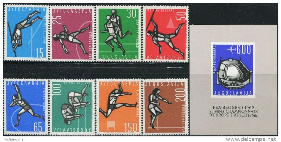 YG0007 Yugoslavia 1962 Shot Put Discus Championships Robe 8v+M MNH - Nuevos