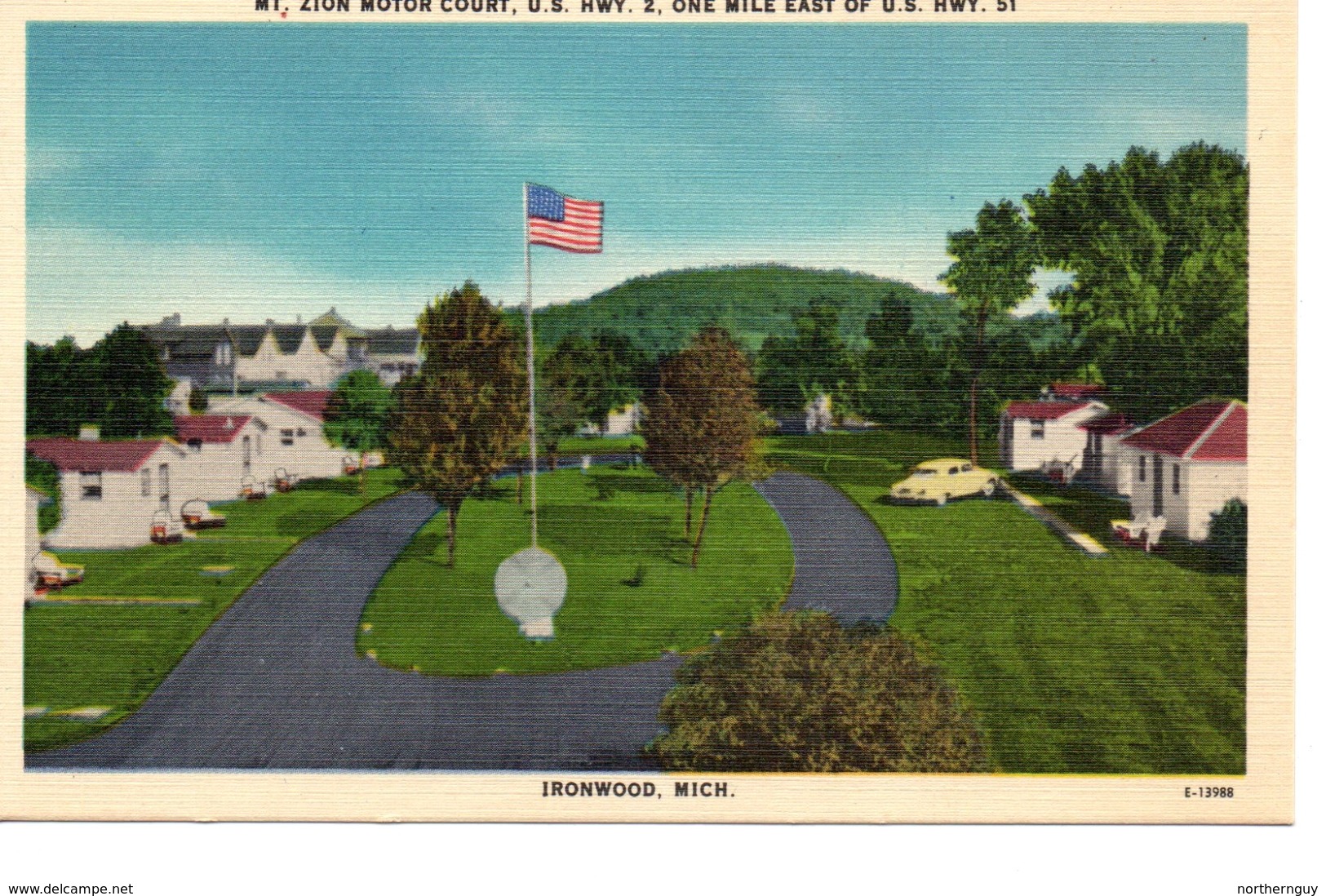 IRONWOOD, Michigan, USA, Mt. Zion Motor Court, Old Cook Linen Postcard - Autres & Non Classés