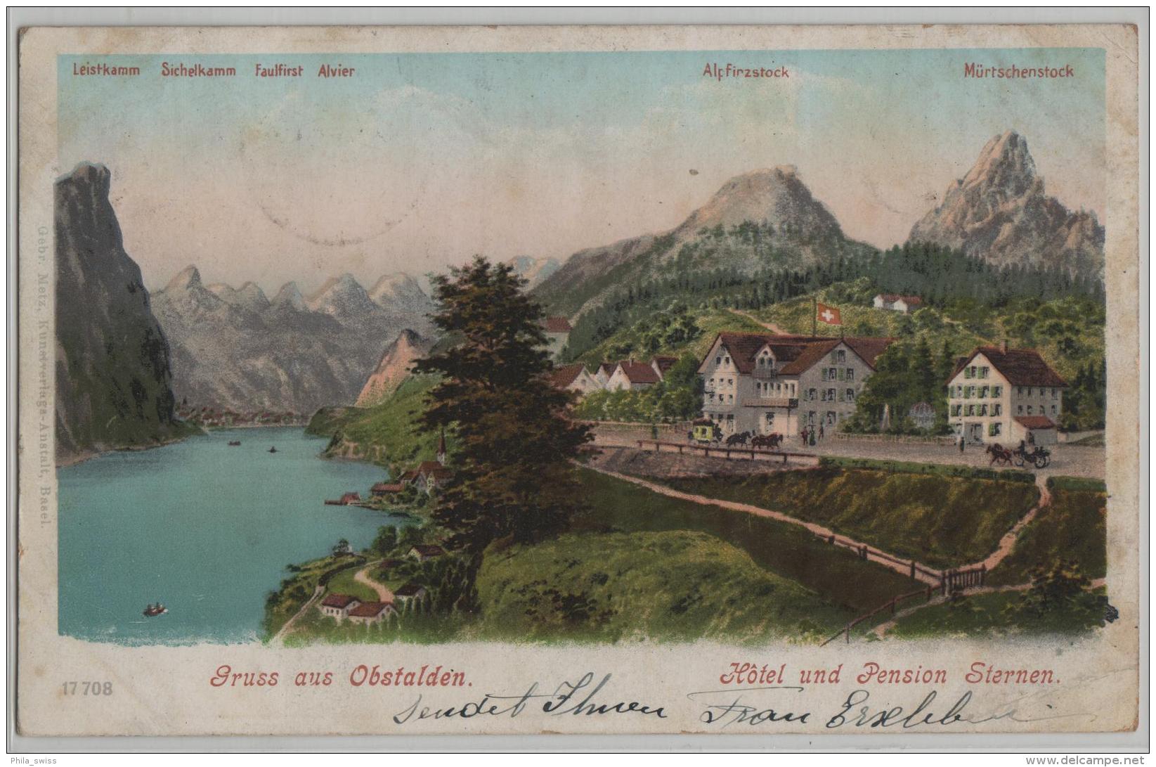 Gruss Aus Obstalden - Hotel Und Pension Sternen - Litho - Obstalden