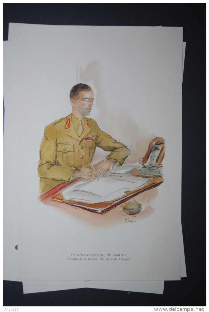 Lot De 15 Portraits Des Officiers De La Seconde Guerre Mondiale Par SISS - WW2 39-45 - Documents