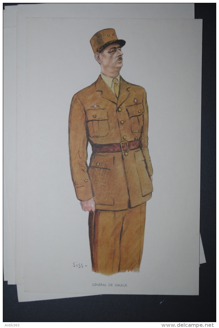 Lot De 15 Portraits Des Officiers De La Seconde Guerre Mondiale Par SISS - WW2 39-45 - Documents