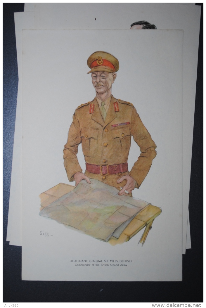 Lot de 15 portraits des Officiers de la Seconde Guerre Mondiale par SISS - WW2 39-45