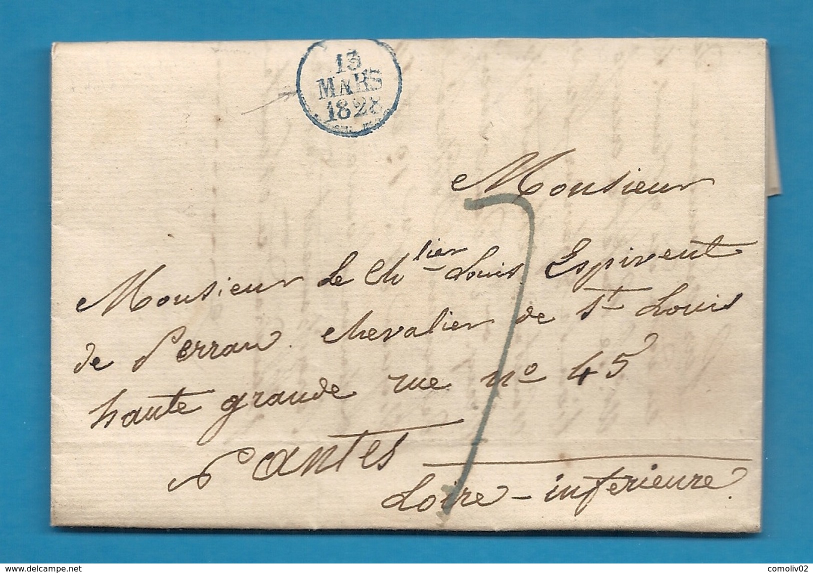 Chevalier Louis Espivent De Perrant, Chevalier De Perran . LAC De Paris Pour Nantes (Loire Inférieure) - 1801-1848: Precursors XIX