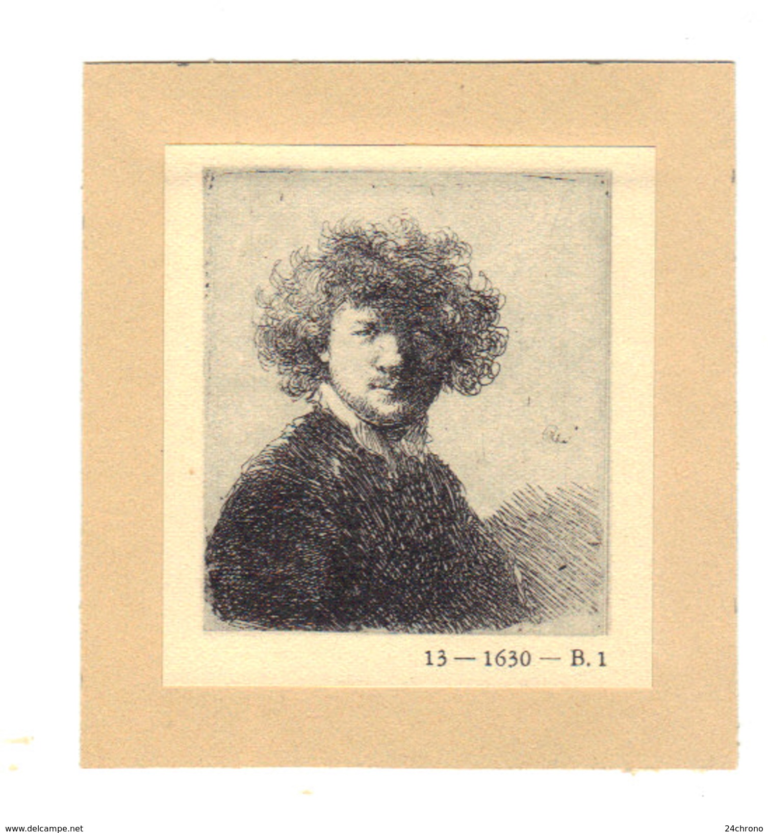 Heliogravure De Rembrandt D'apres Gravure De 1630:  Rembrandt Aux Cheveux Crepus (17-3) - Estampes & Gravures