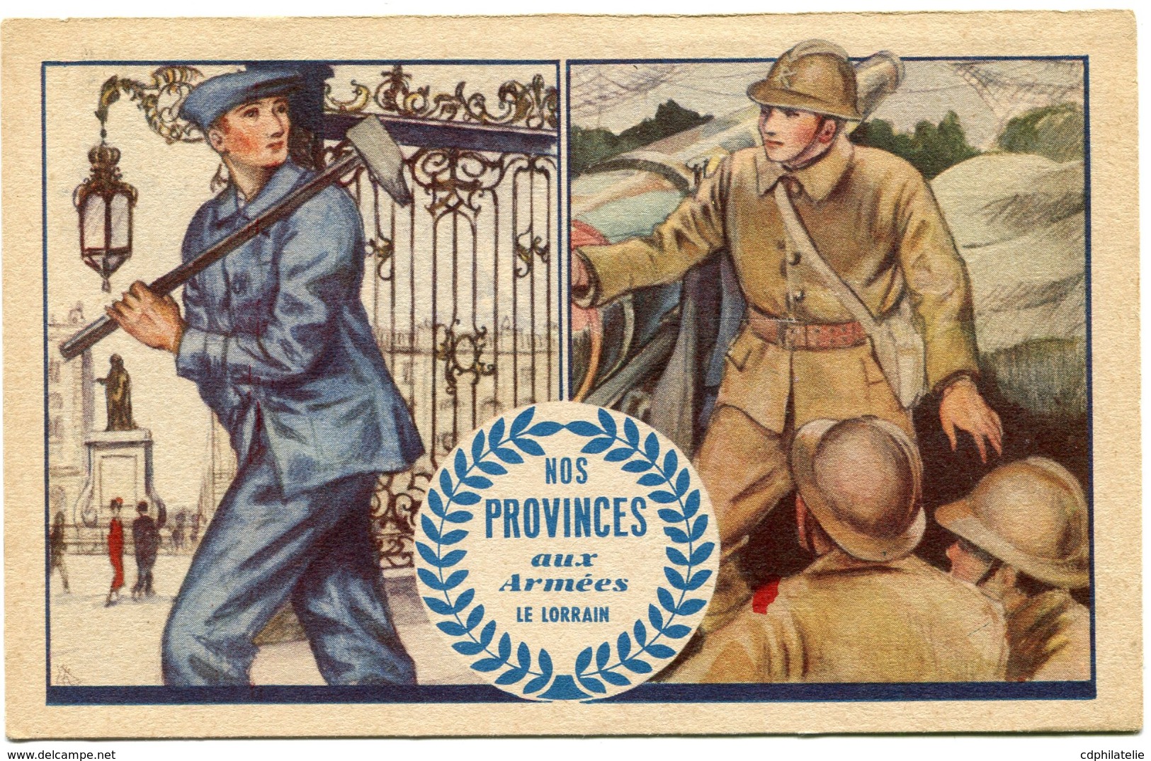 FRANCE CARTE DE FRANCHISE MILITAIRE "NOS PROVINCES AUX ARMEES LE LORRAIN" - Lettres & Documents