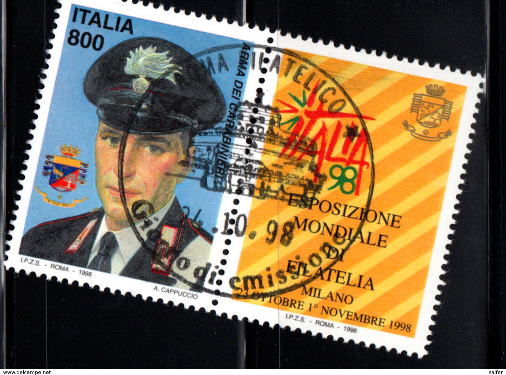 ITALIA  1998 Italia '98: Carabiniere Con Bandella / Used 1° Giorno - 1991-00: Usati