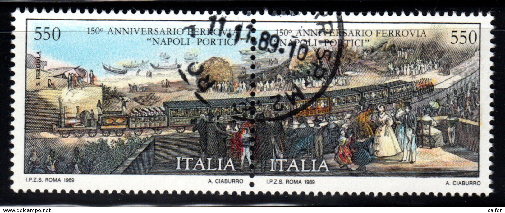 ITALIA  1989  Ferrovia Napoli-Portici / Used 1° Giorno - 1981-90: Storia Postale