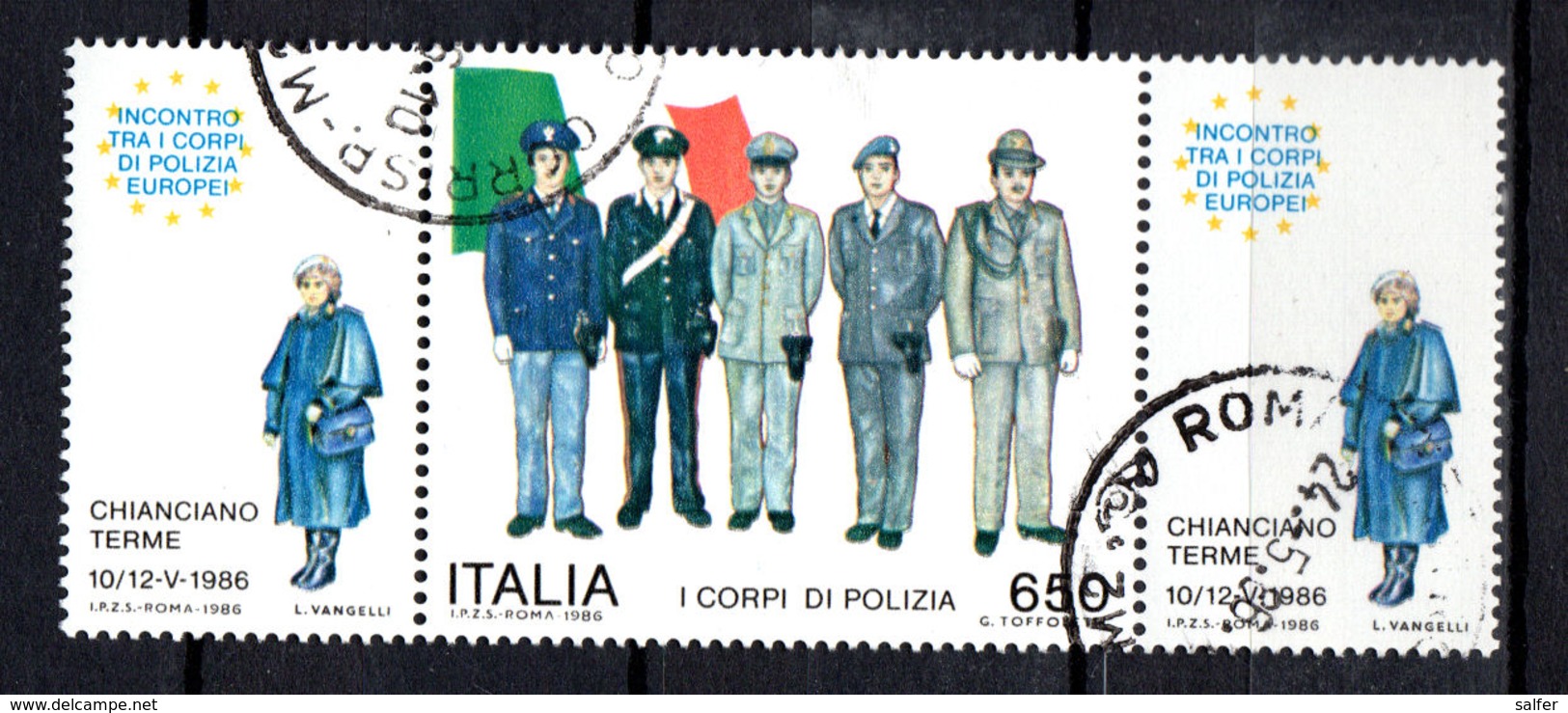 ITALIA  1986  Corpi Di Polizia  Con Bandella Usato - 1981-90: Storia Postale