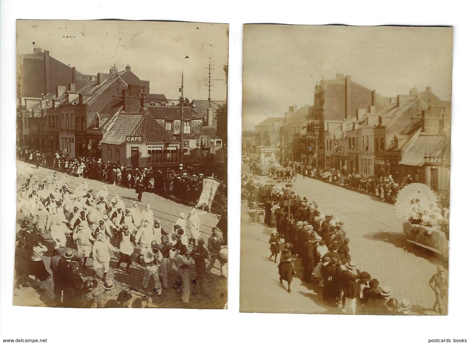 Fete Des Fleurs CALAIS ? DUNQUERQUE ?. Char De Fleurs + Parade. Set Of 2 REAL PHOTOS France 1900s - Anciennes (Av. 1900)