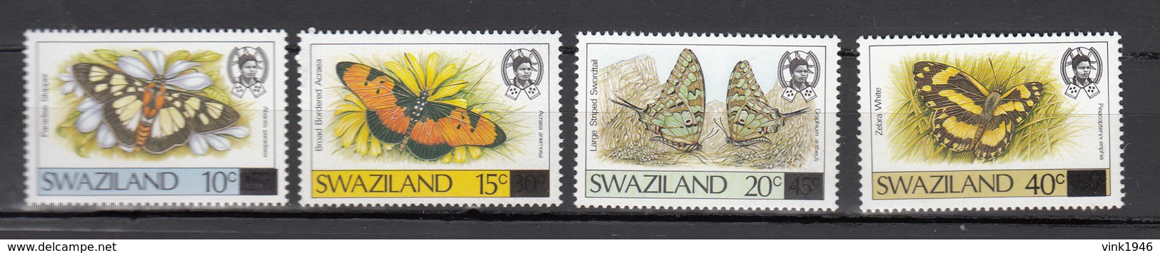 Swaziland 1990,4V,ovpt,part Set,butterflies,vlinders,schmetterlinge,papillons,mariposas,farfalle,MNH/Postfris(A3046) - Vlinders