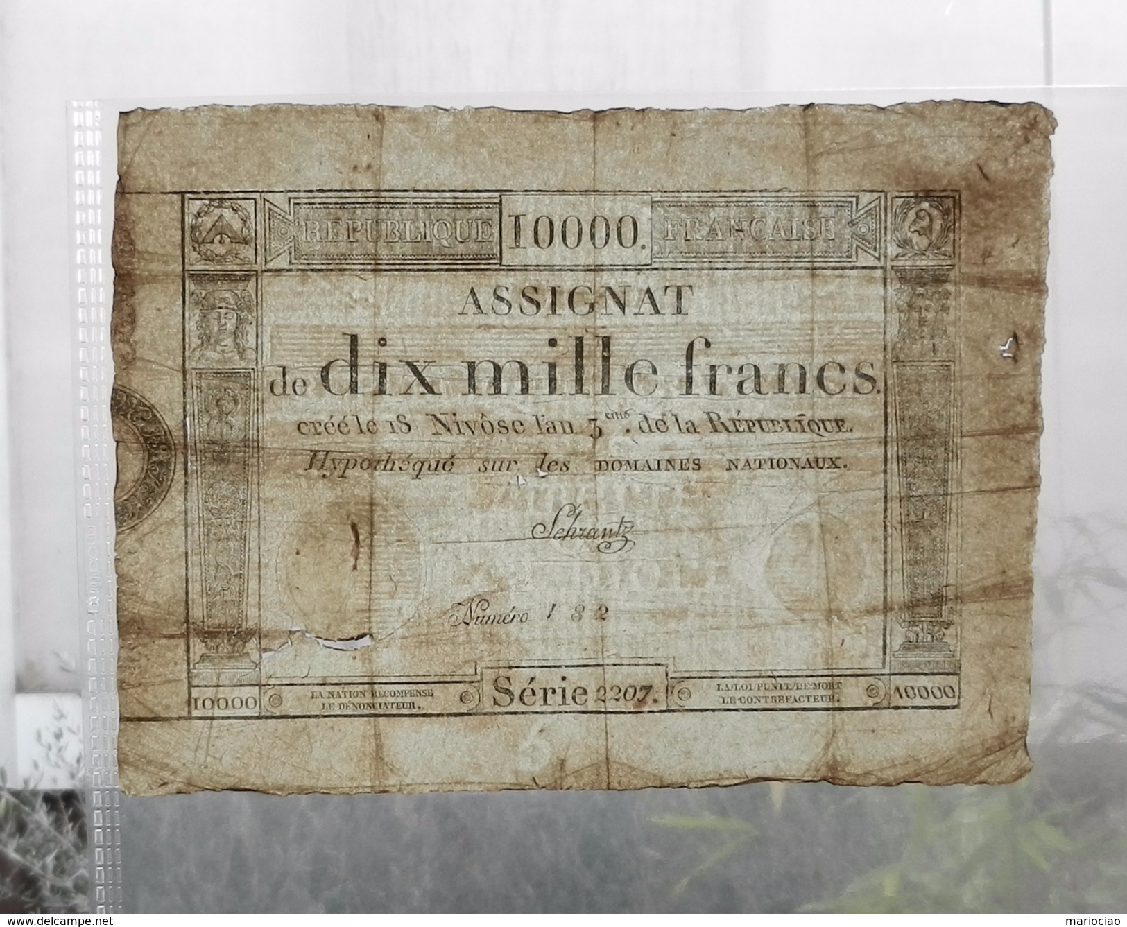 MB-FR 10.000 Assignat De Dix Mille Francs An 3 Hypothéqué Sur Les Domaines Nationaux - Assignats & Mandats Territoriaux