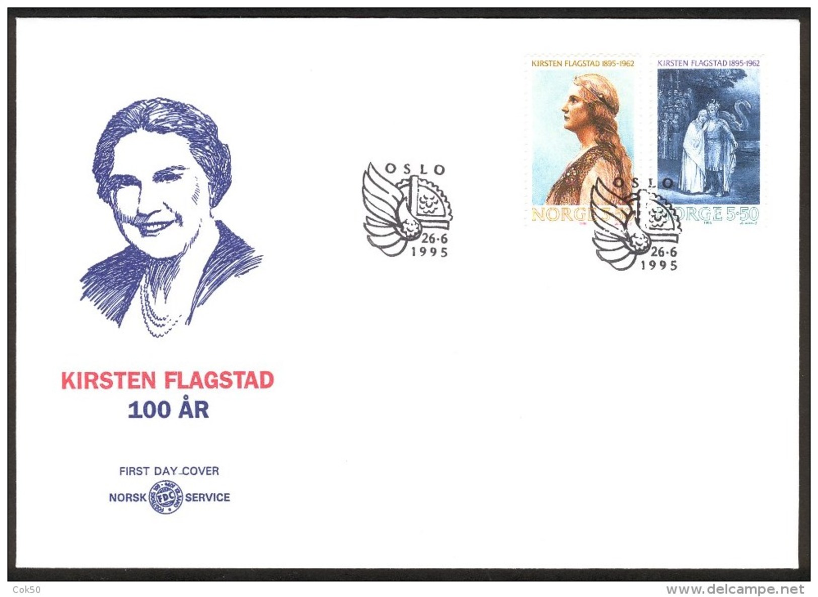 NORWAY FDC 1995 Kirsten Flagstad100th Anniversary. Perfect, Cacheted Unadressed Cover. - FDC