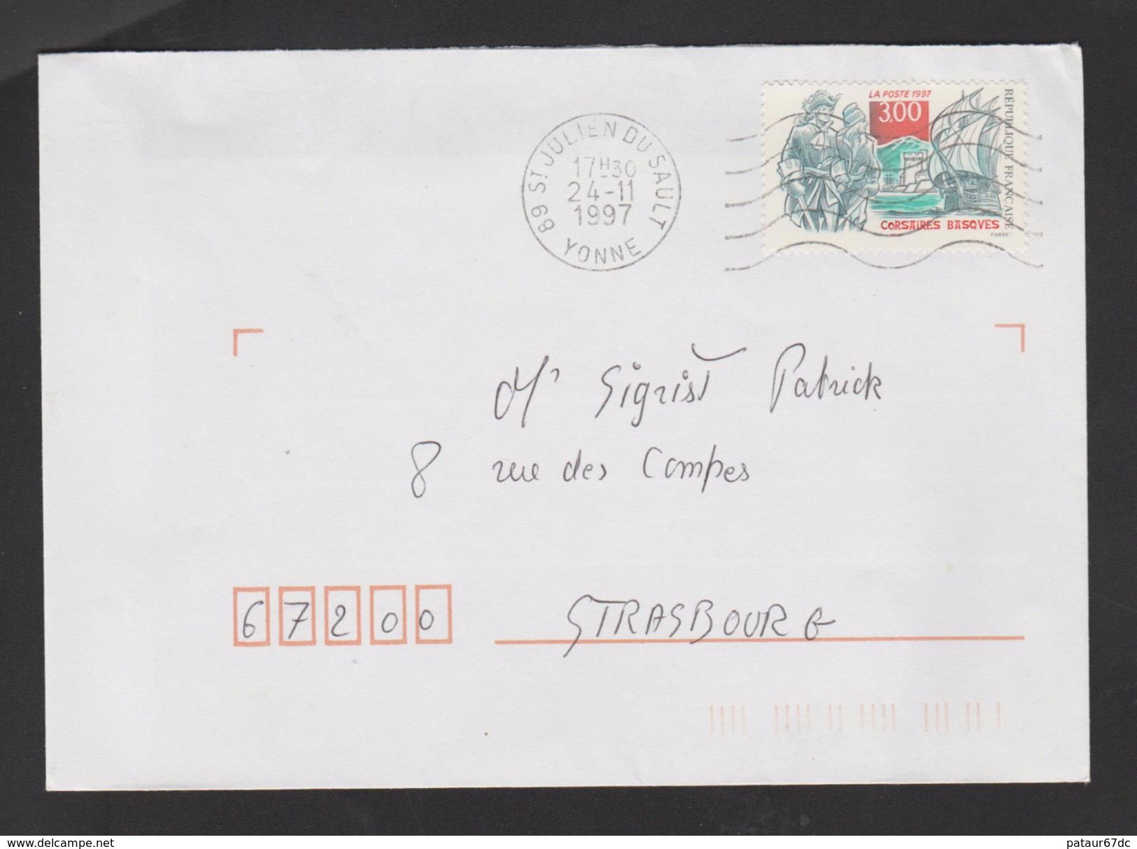 FRANCE / 1997 / Y&T N° 3103 : Corsaires Basques - Sur Pli Du 24/11/1997 - 1961-....