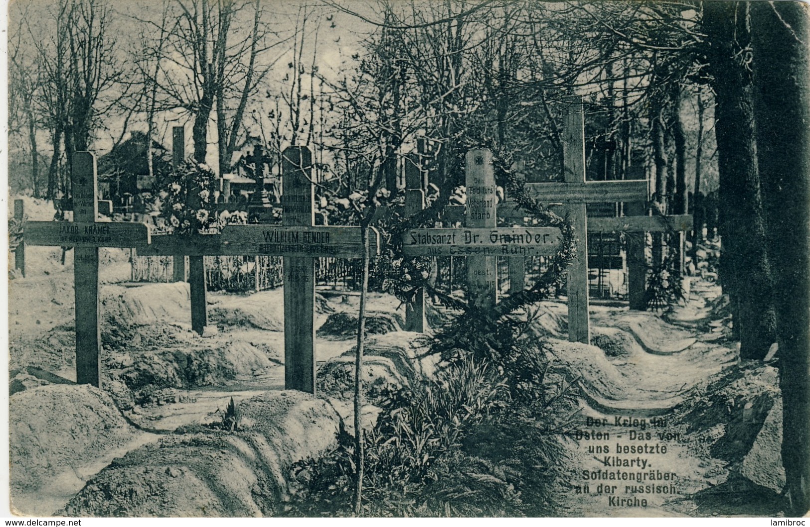 LITUANIE  KIBARTY  KYBARTAT  Soldatengräber Russische Kirche  Feldpost 1915   Tombes Soldats Allemands Guerre 1914/18 - Lituania