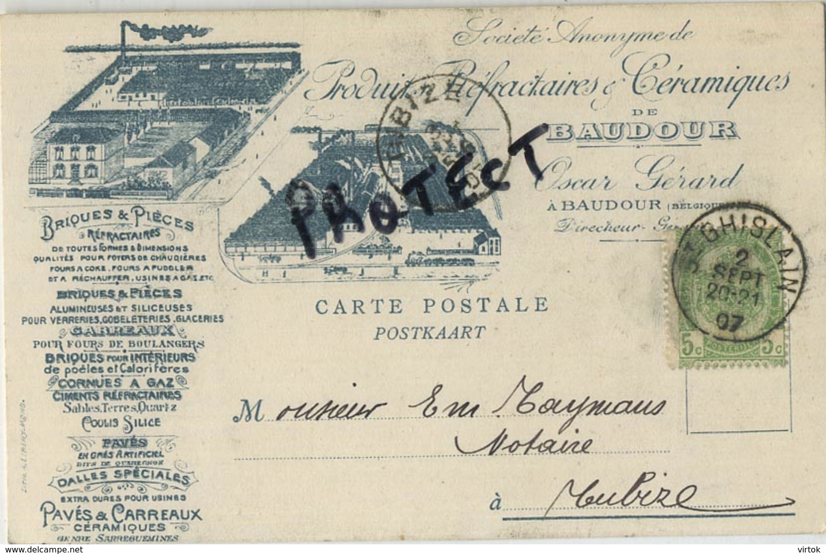 Baudour : Produits Réfractaires & Céramiques  : Cpa Reclame 1907 ( 2 Scan ) A Tubize - Saint-Ghislain
