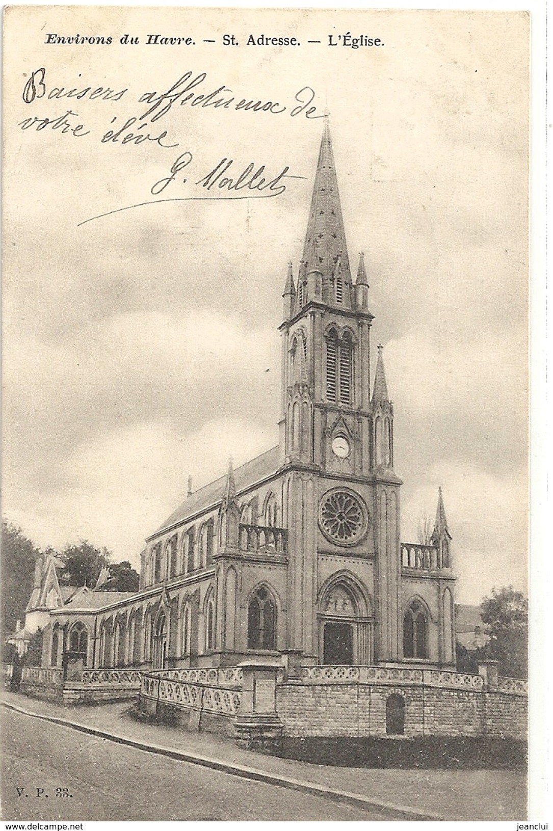 ENVIRONS DU HAVRE . St. ADRESSE . L'EGLISE . JOLI AFFR DEBUT DES ANNEES 1900 AU VERSO . 2 SCANES - Sainte Adresse