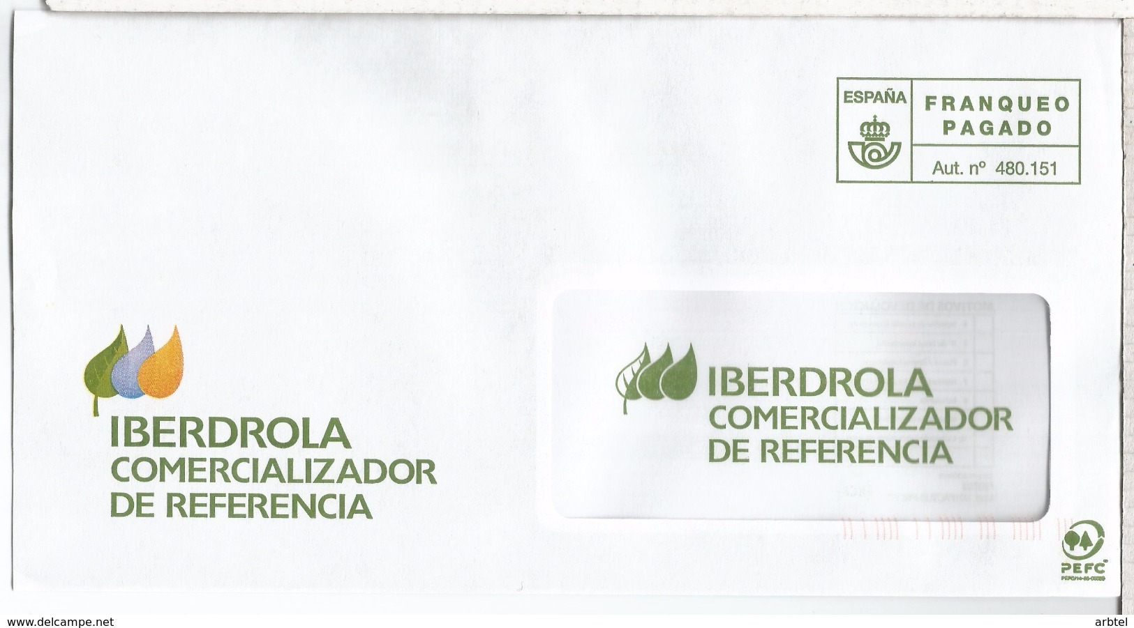 ESPAÑA CC FRANQUEO PAGADO IBERDROLA ELECTRICIDAD ELECTRIC COMPANY - Electricidad