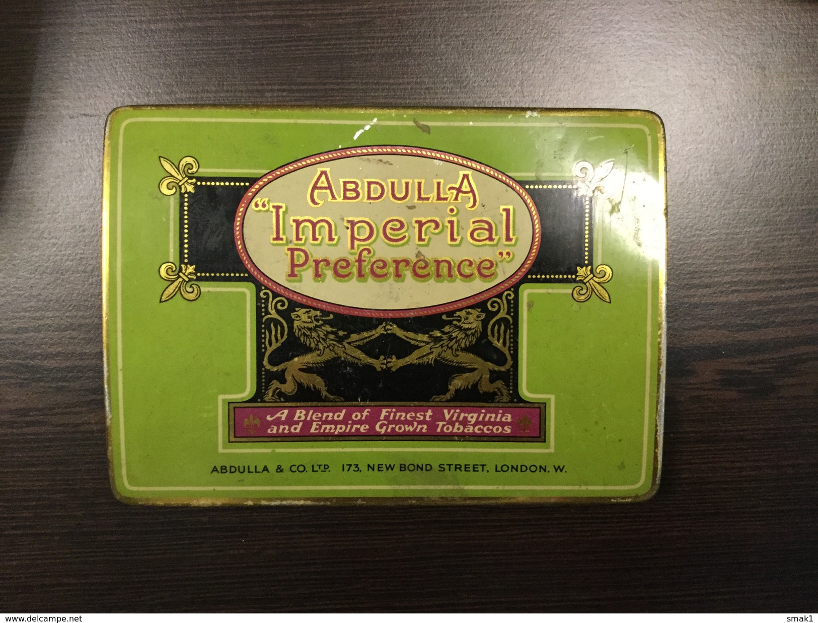 VINTAGE TIN BOX TOBACCO ABDULLA " IMPERIAL PREFERENCE " LONDON ADVERTISING - Schnupftabakdosen (leer)