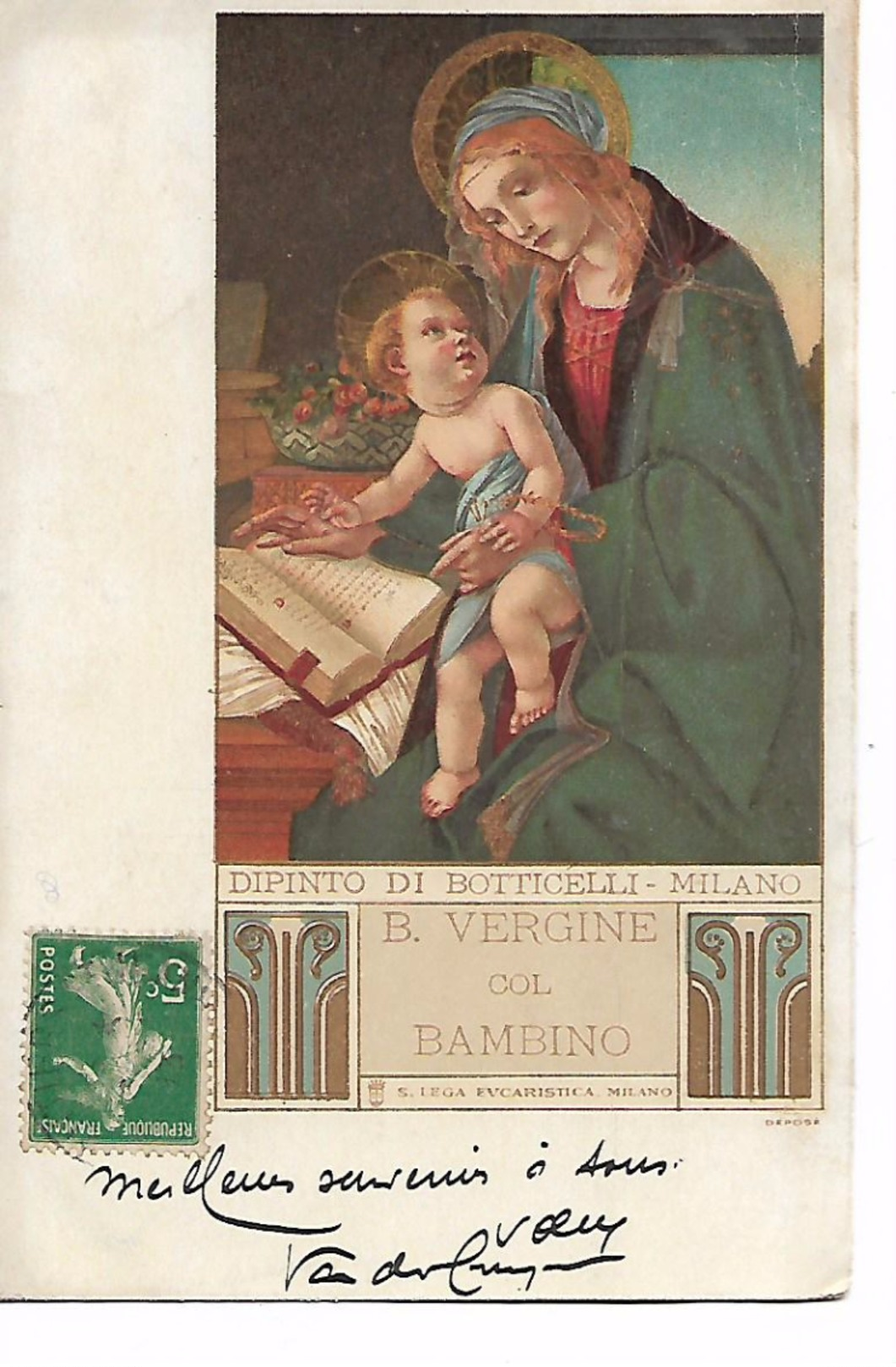 Botticelli  -  "  B  Vergine  Col  Bambino  " -  S  Lega  Eucaristica   Milano - Altri & Non Classificati