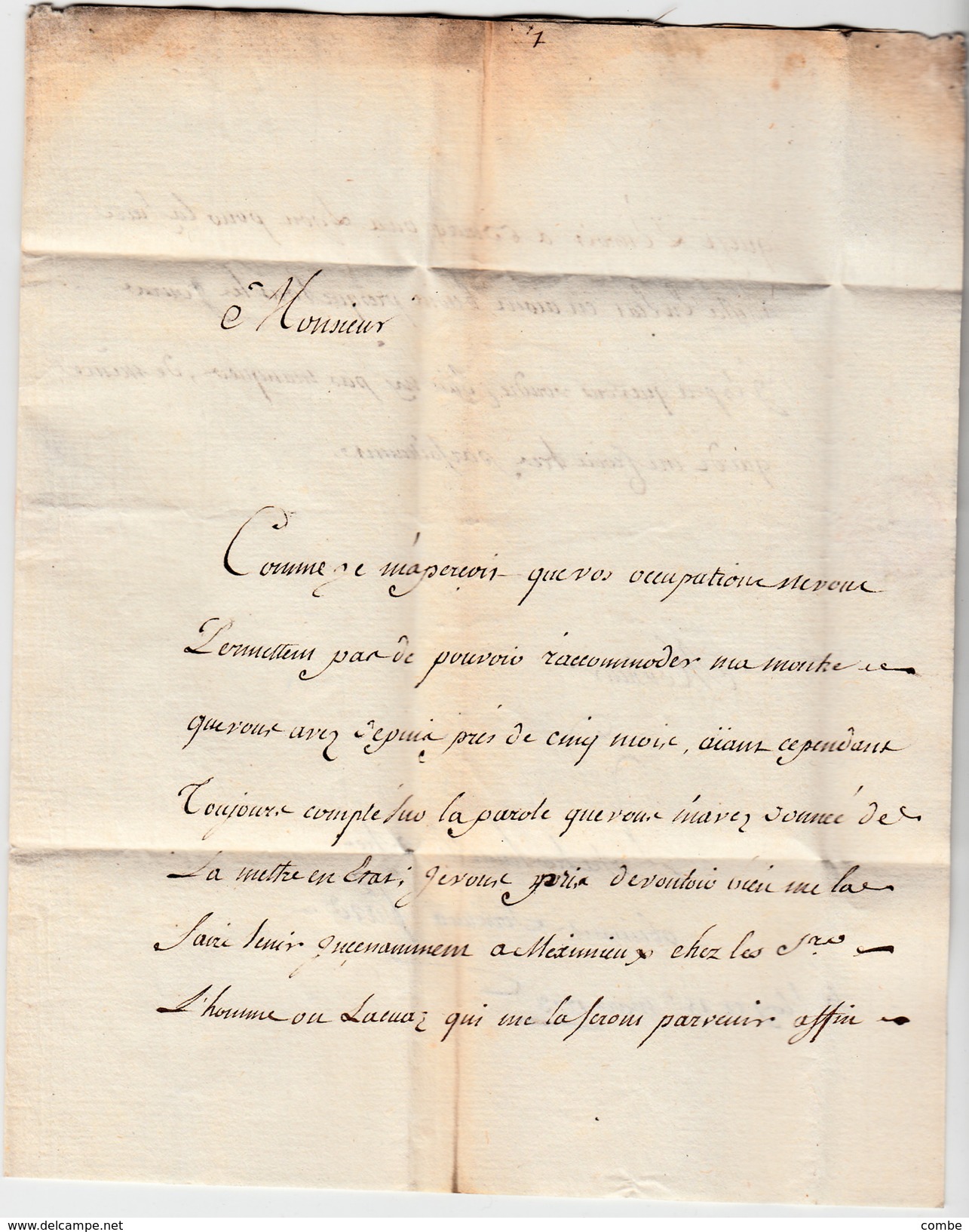 15 MARS 1773  LETTRE PAR PORTEUR  ST ELOY A NANTUA AIN  / 3877 - 1701-1800: Precursors XVIII