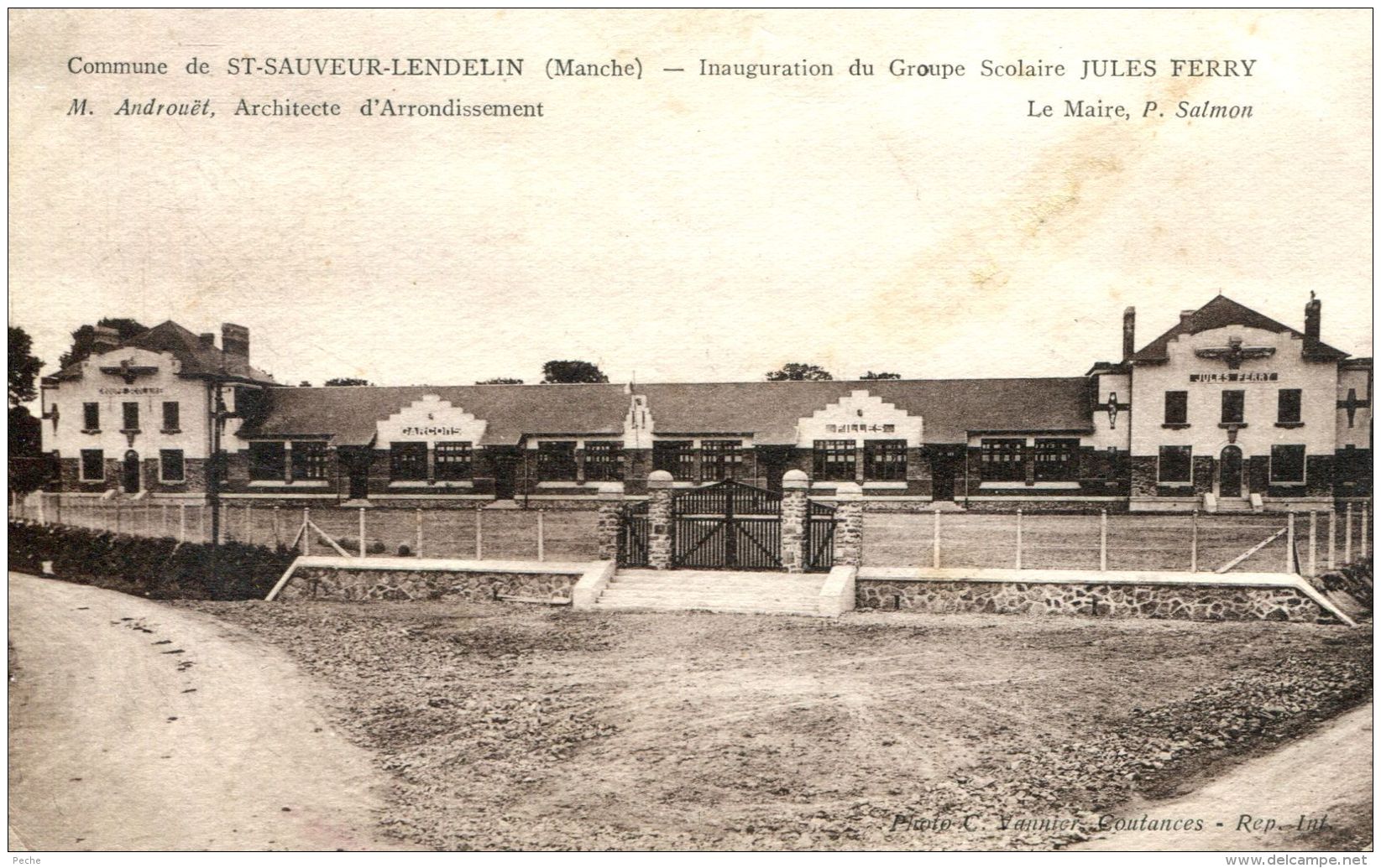 N°32794 -cpa St Sauveur Lendelin -inauguration Groupe Scolaire Jules Ferry- - Autres & Non Classés