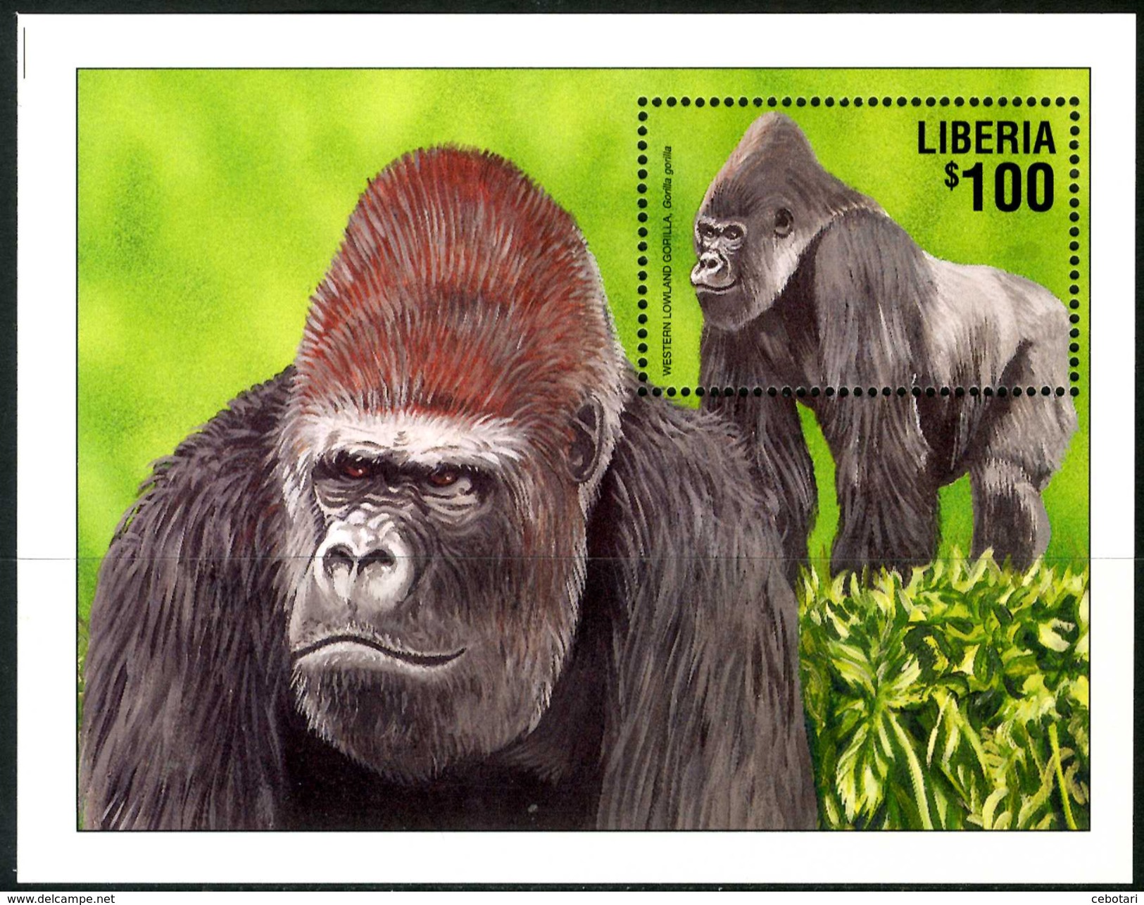 LIBERIA 2001** - Gorilla - Block MNH Come Da Scansione - Gorilles