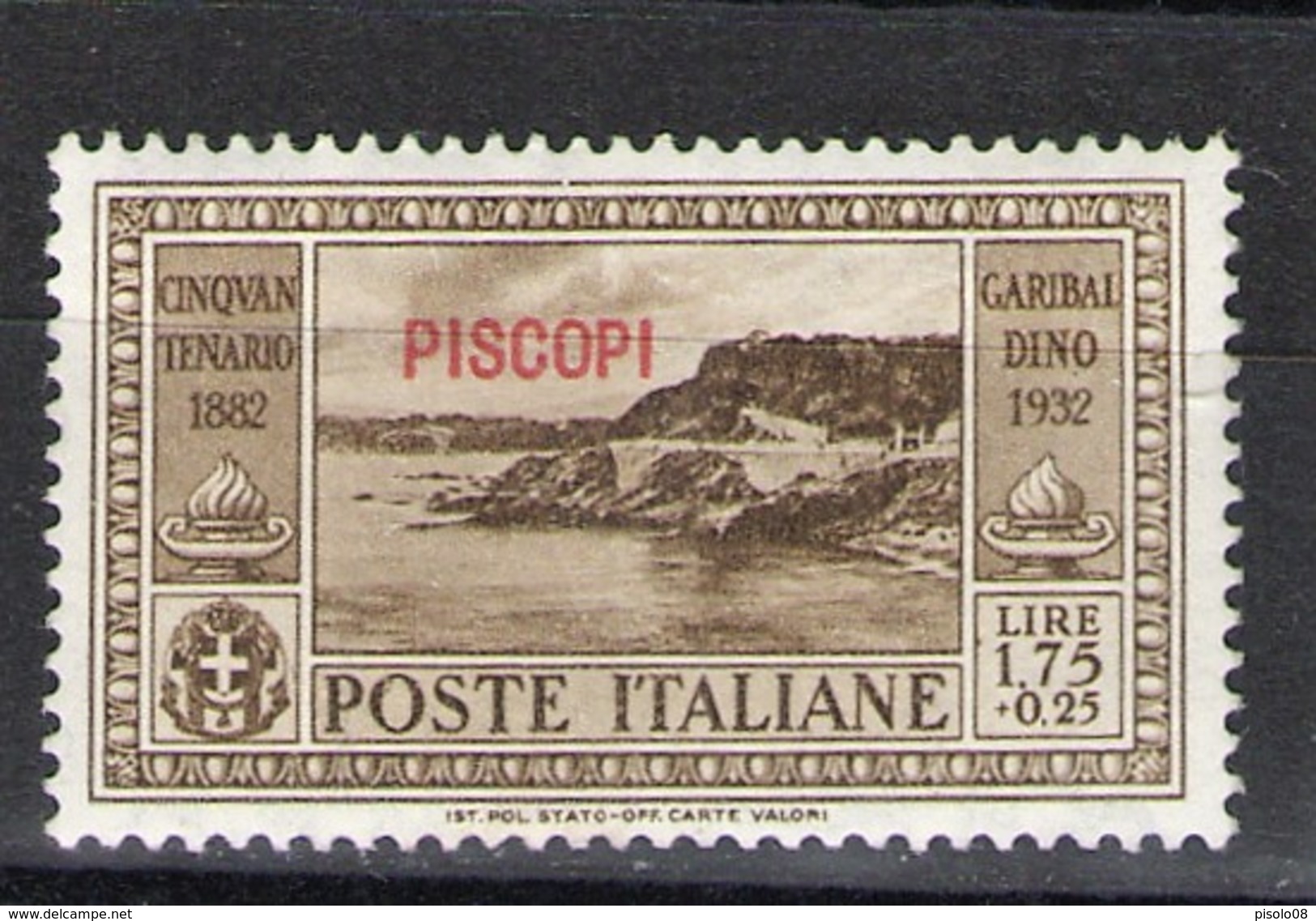 EGEO PISCOPI 1932 GARIBALDI 1,75+25 C ** MNH - Egeo (Caso)