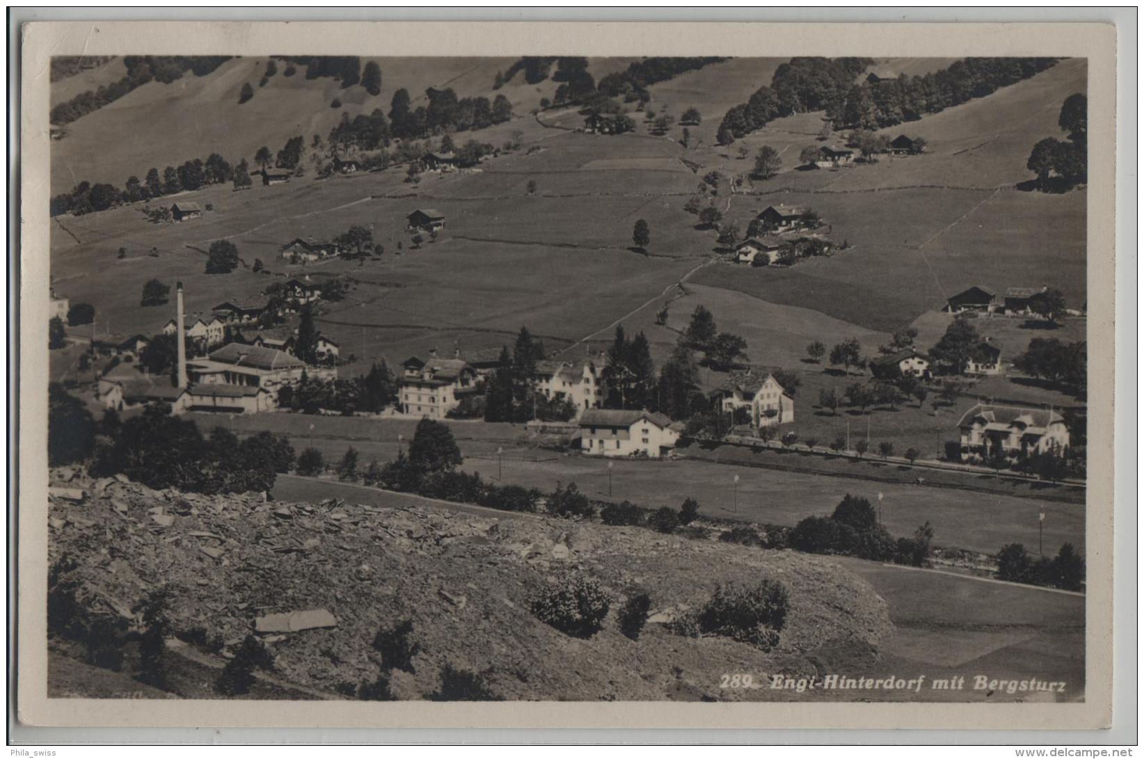 Engi-Hinterdorf Mit Bergsturz - Photo: Schönwetter- Elmer No. 289 - Elm